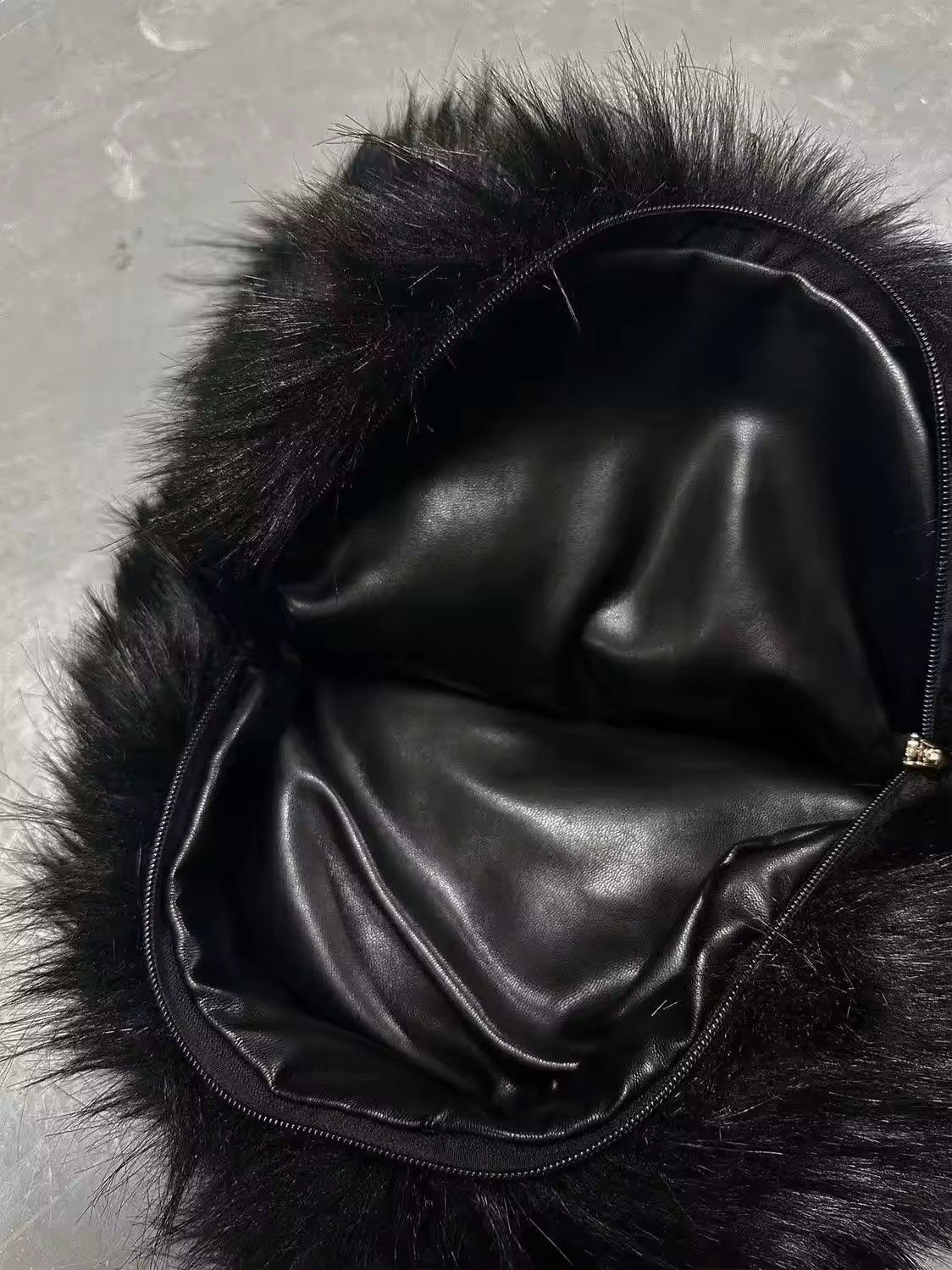 Japanese Brand Unisex Print Fluffy Black Fur Backpack Size ONE SIZE - 7 Thumbnail