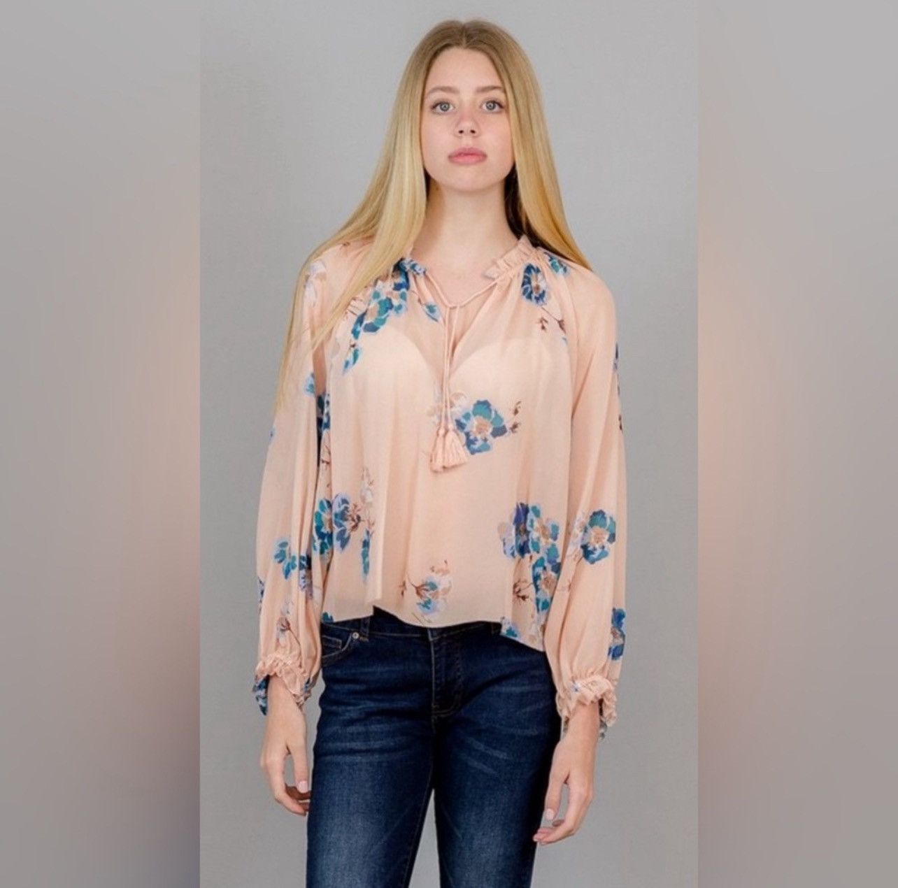 Ulla Johnson ULLA JOHNSON Sarna Floral Printed Blouse - Nude Color Size XS / US 0-2 / IT 36-38 - 1 Thumbnail