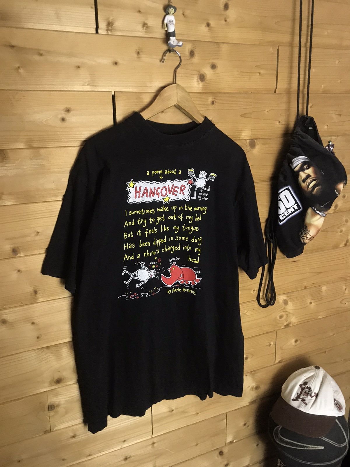 Vintage Vintage 90’s Hangover by Purple Ronnie faded t-shirt Size US XL / EU 56 / 4 - 1 Thumbnail
