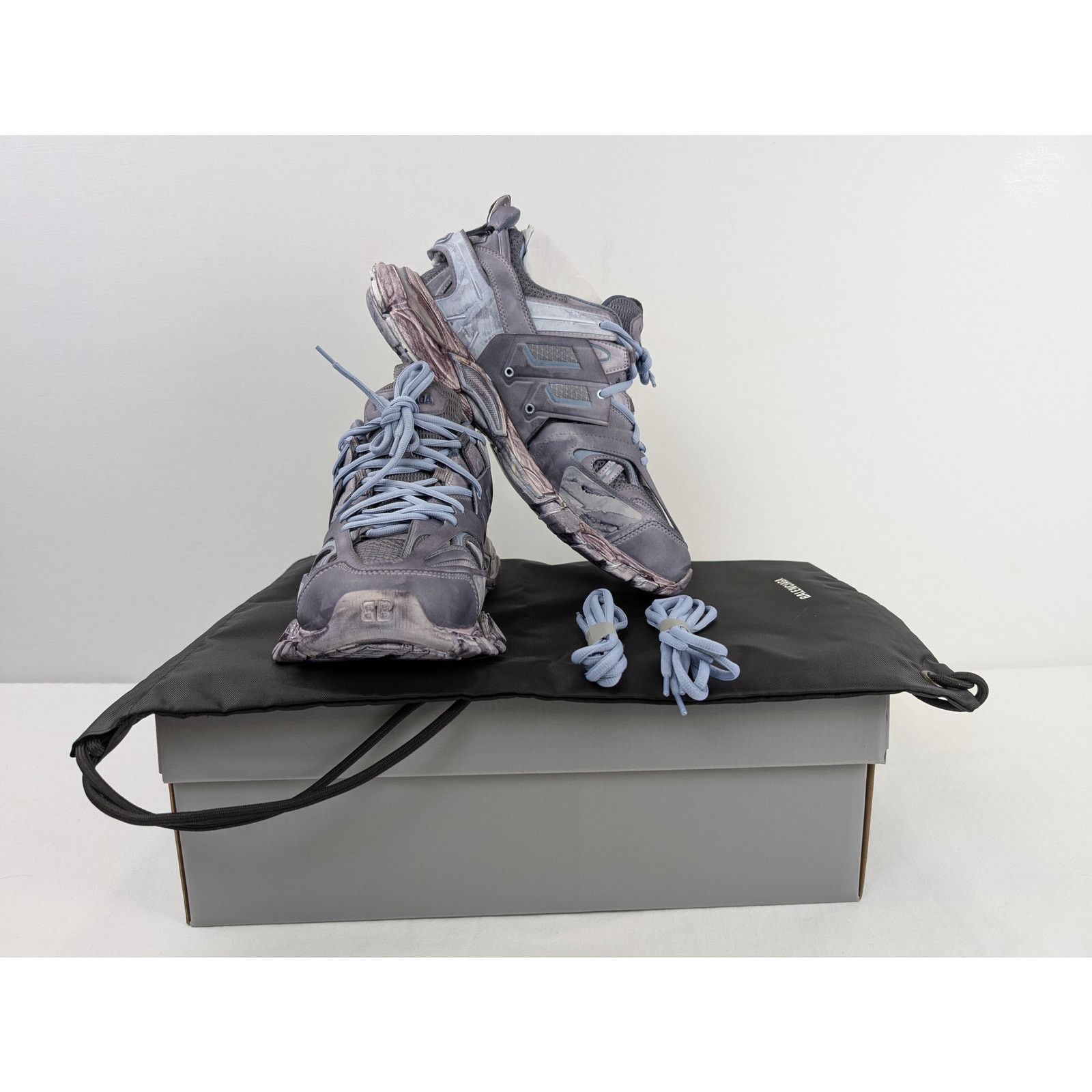 Balenciaga o1rshd1 Faded Mesh Rubber Track Sneakers in Multicolor Size US 12 / EU 45 - 20 Thumbnail