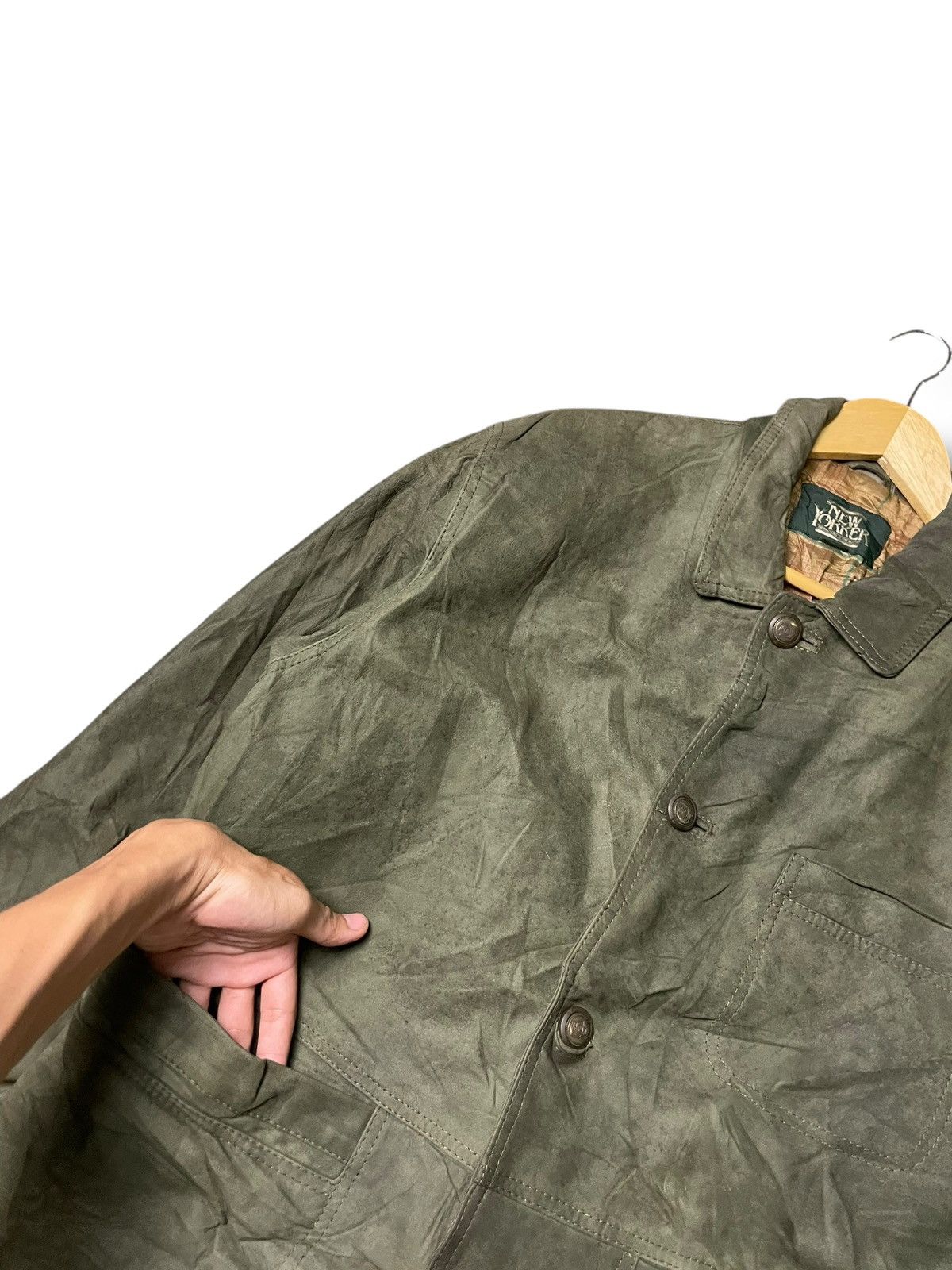Vintage New Yorker Brand Wax Leather Jacket (64) Size US M / EU 48-50 / 2 - 7 Thumbnail