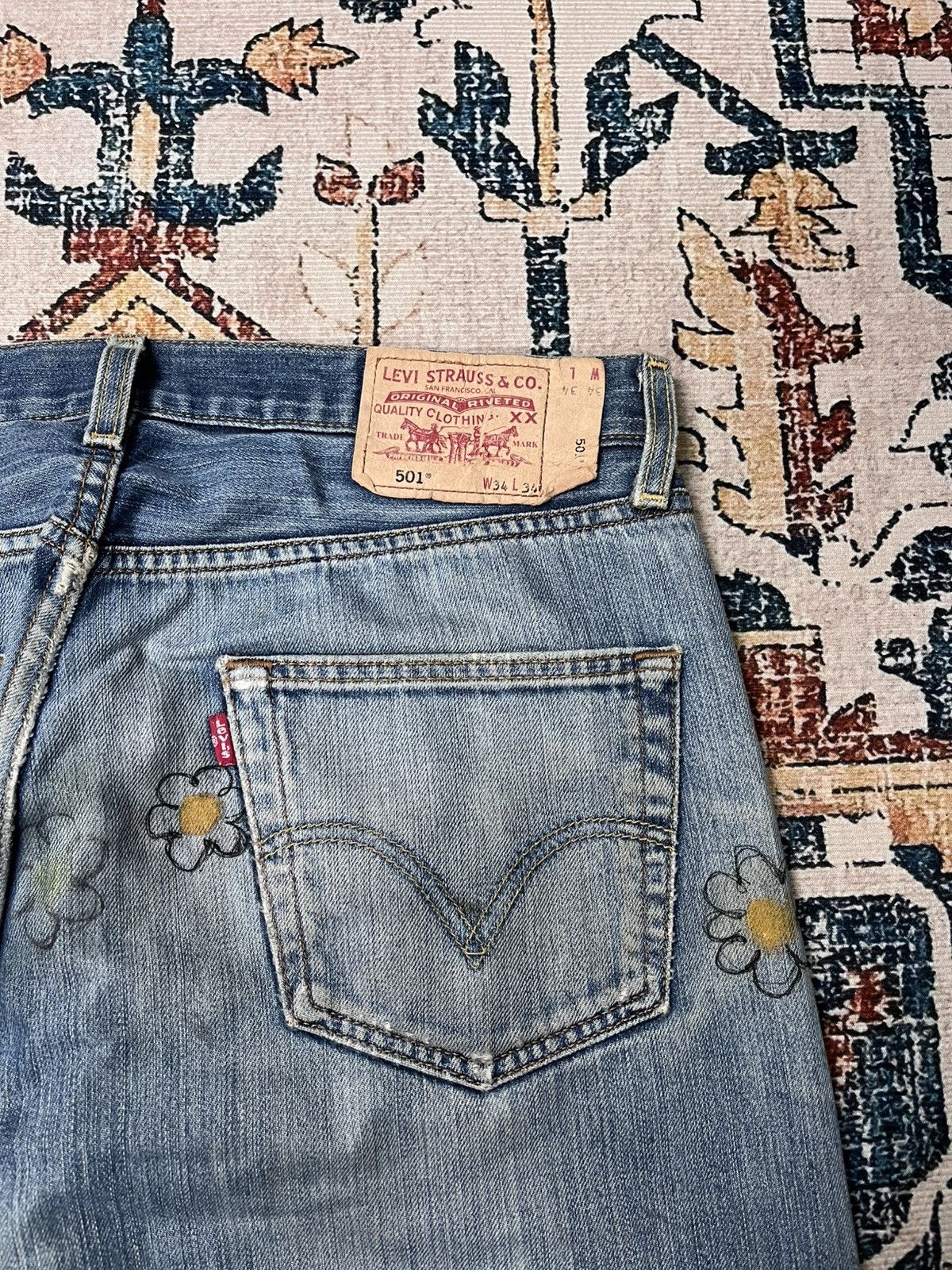 Levi's Levi’s 501 Custom Painted Furits Denim Pants Size US 34 / EU 50 - 7 Thumbnail