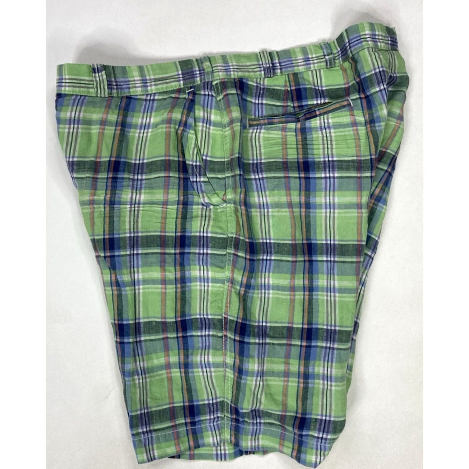 Polo Ralph Lauren VINTAGE Polo Ralph Lauren Shorts Men Slim GI Fit 40 Tall Plaid Linen Blue Green 5-Pocket Chino Casual Size US L / EU 52-54 / 3 - 2 Thumbnail