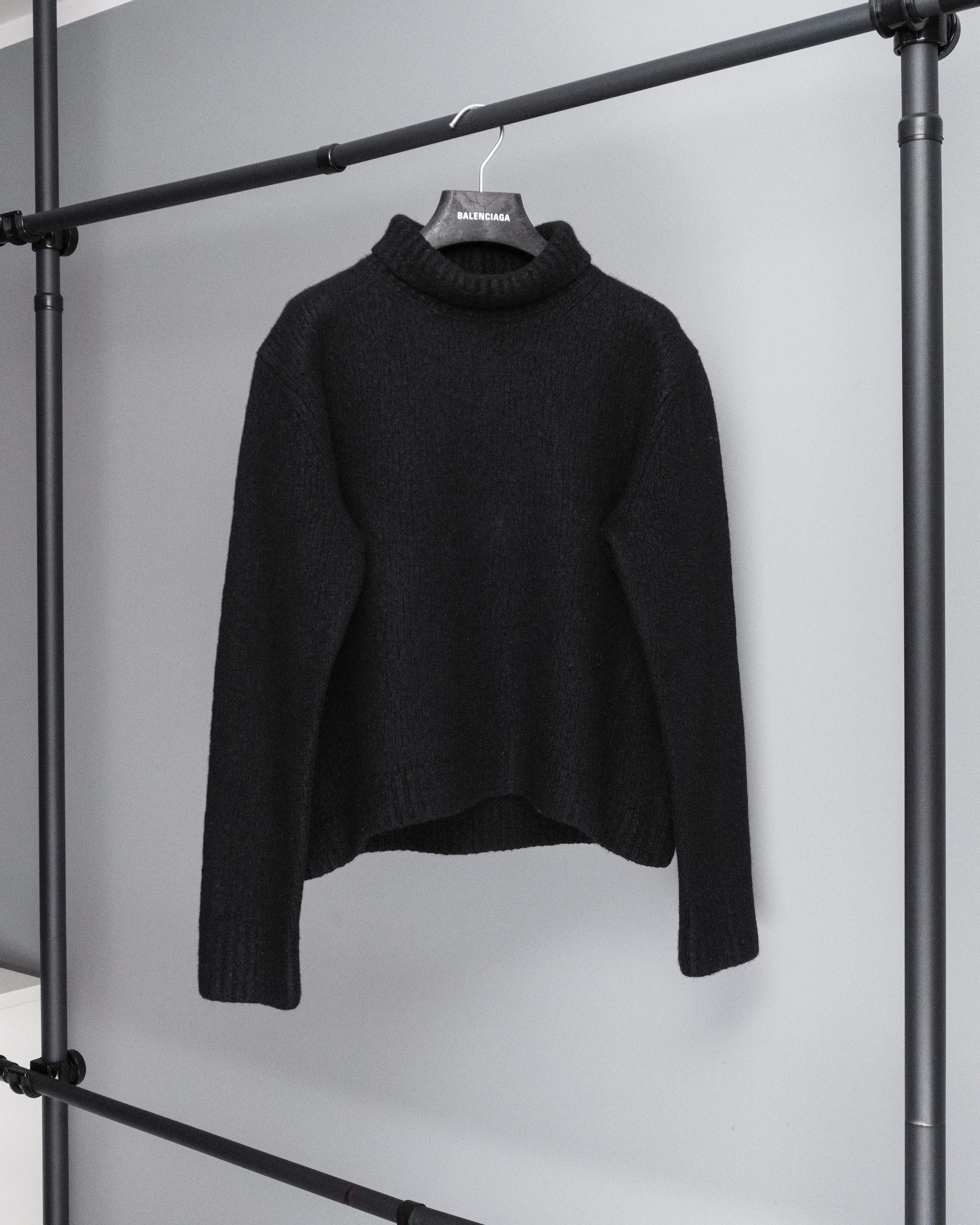 image of Acne Studios Black Knit Wool Turtleneck Sweater, Women's (Size Small)