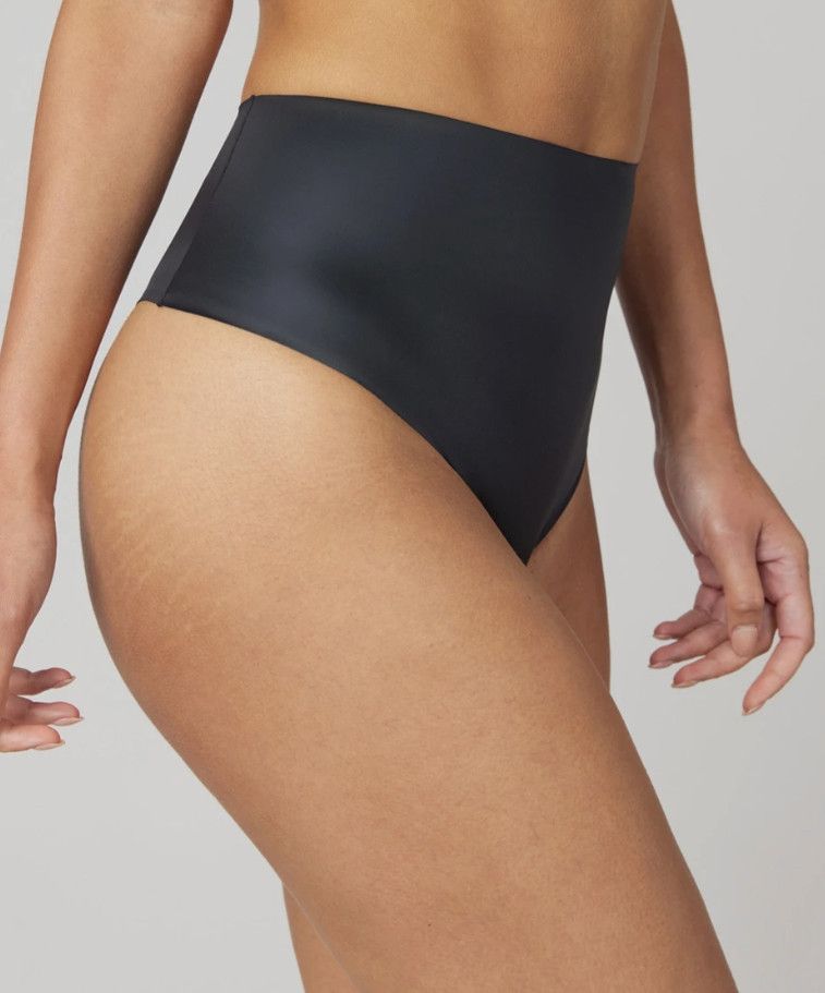 Spanx SPANX 40063R Shaping Satin Thong Underwear Black ( 2X ) Size 22" - 2 Thumbnail