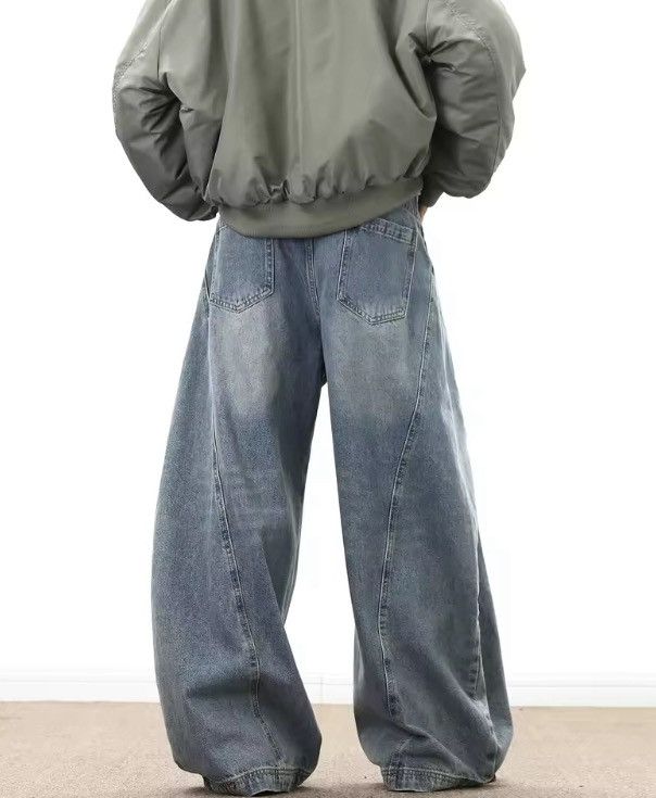 Jean American street waistline washed distressed wide-leg jeans Size US 29 - 3 Thumbnail