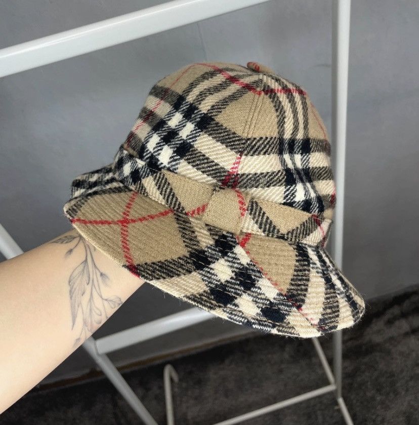 Burberry Vintage Burberrys Wool Hat Beige Brown Made in England 90s Size ONE SIZE - 3 Thumbnail
