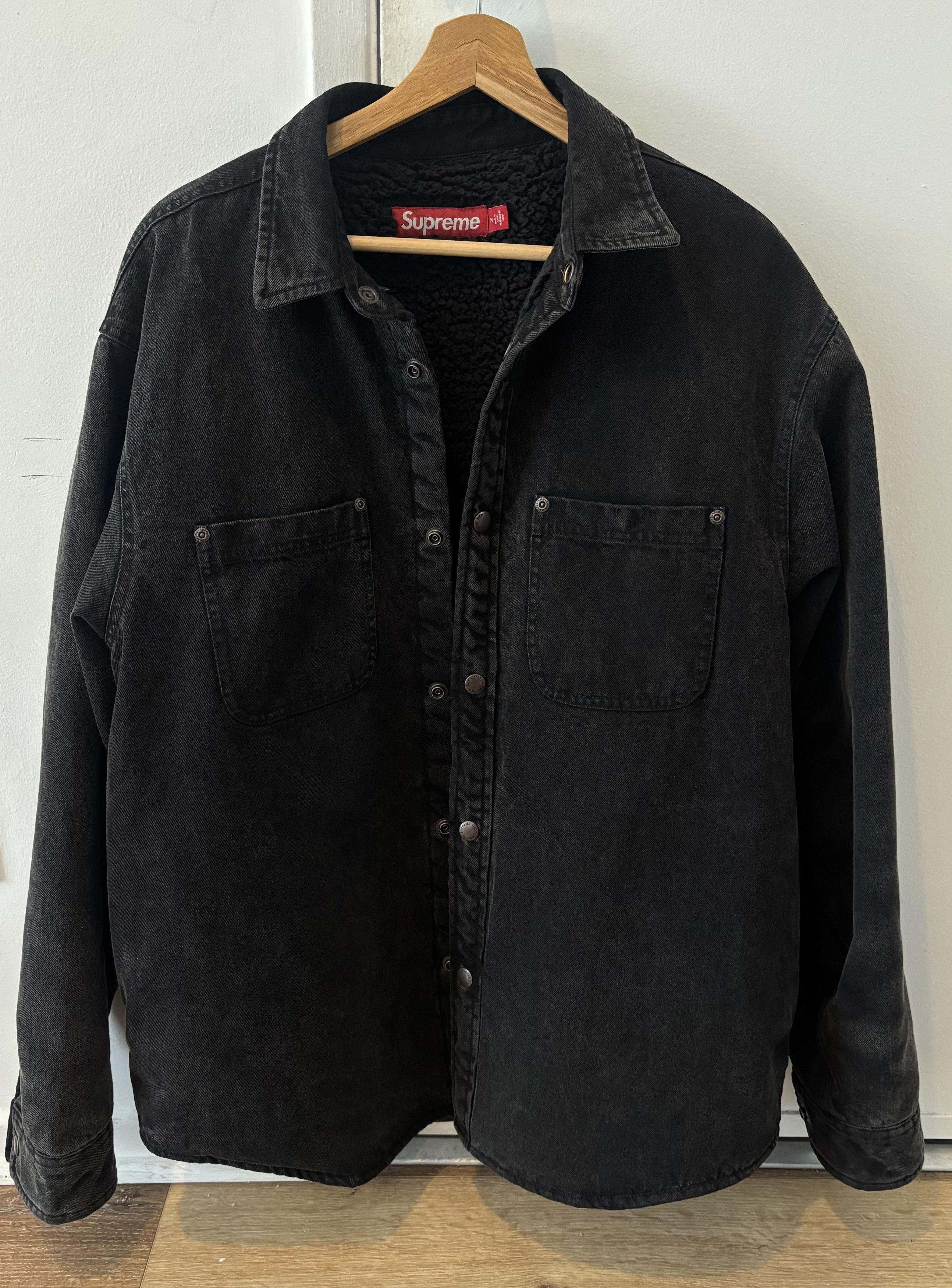 Supreme Supreme black denim chore jacket in a size small | Grailed