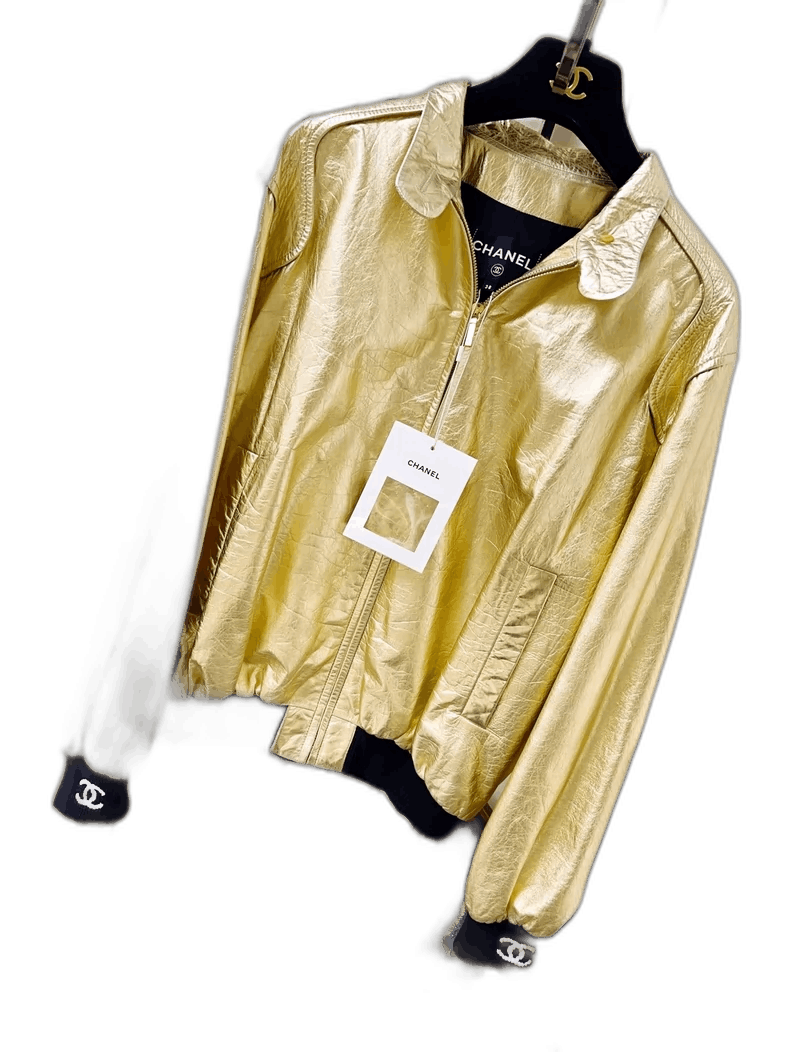 Chanel Chanel Gold Leather Jacket 23c Spring Collection Size M / US 6-8 / IT 42-44 - 1 Thumbnail