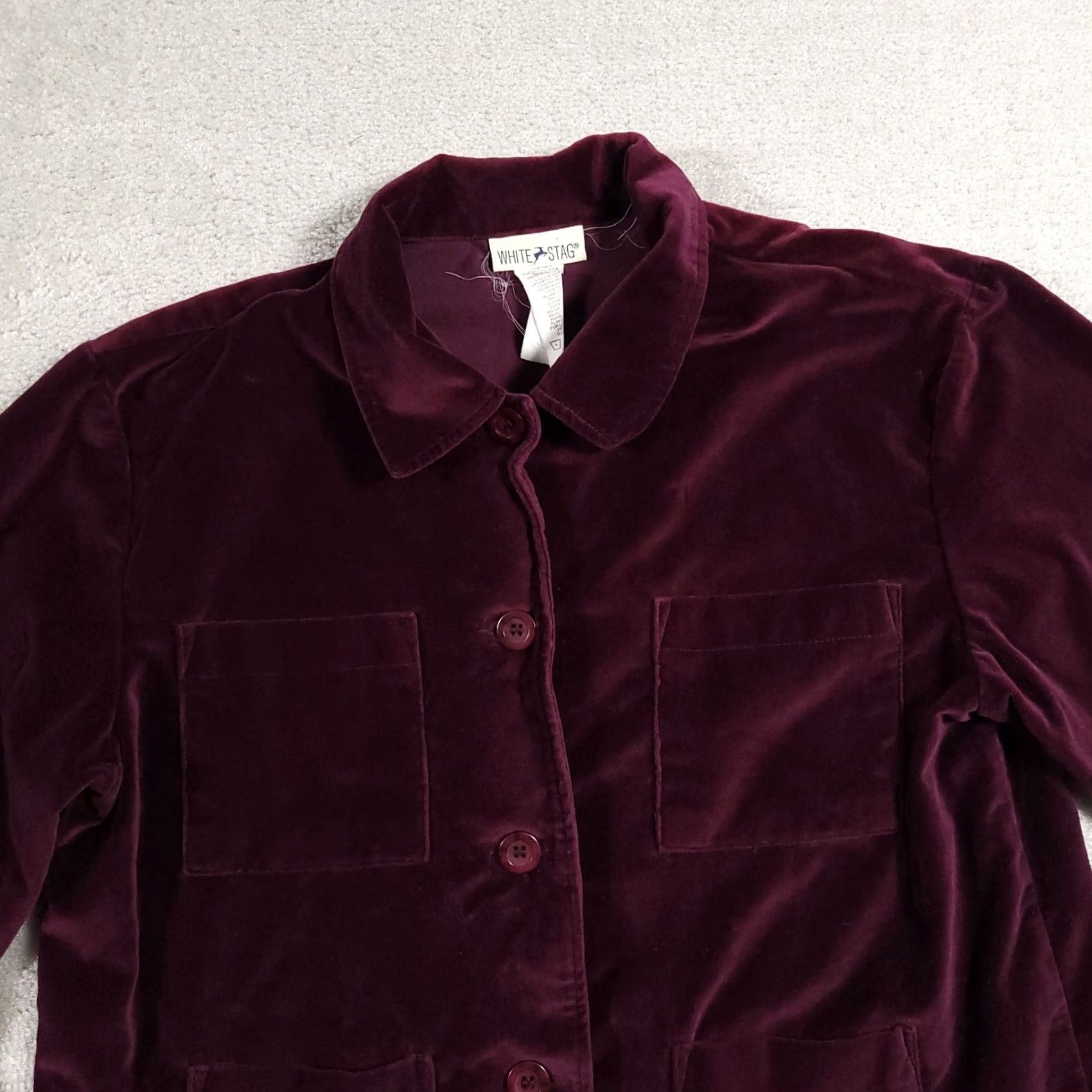 Vintage VINTAGE White Stag Velour Purple Long Sleeve Button Up Jacket Womens Size 10 Size L / US 10 / IT 46 - 3 Thumbnail