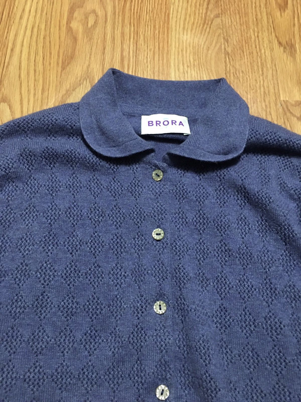Designer BRORA Cashmere Blue Elegantly Scotland Cardigan UK 12 Size M / US 6-8 / IT 42-44 - 6 Thumbnail