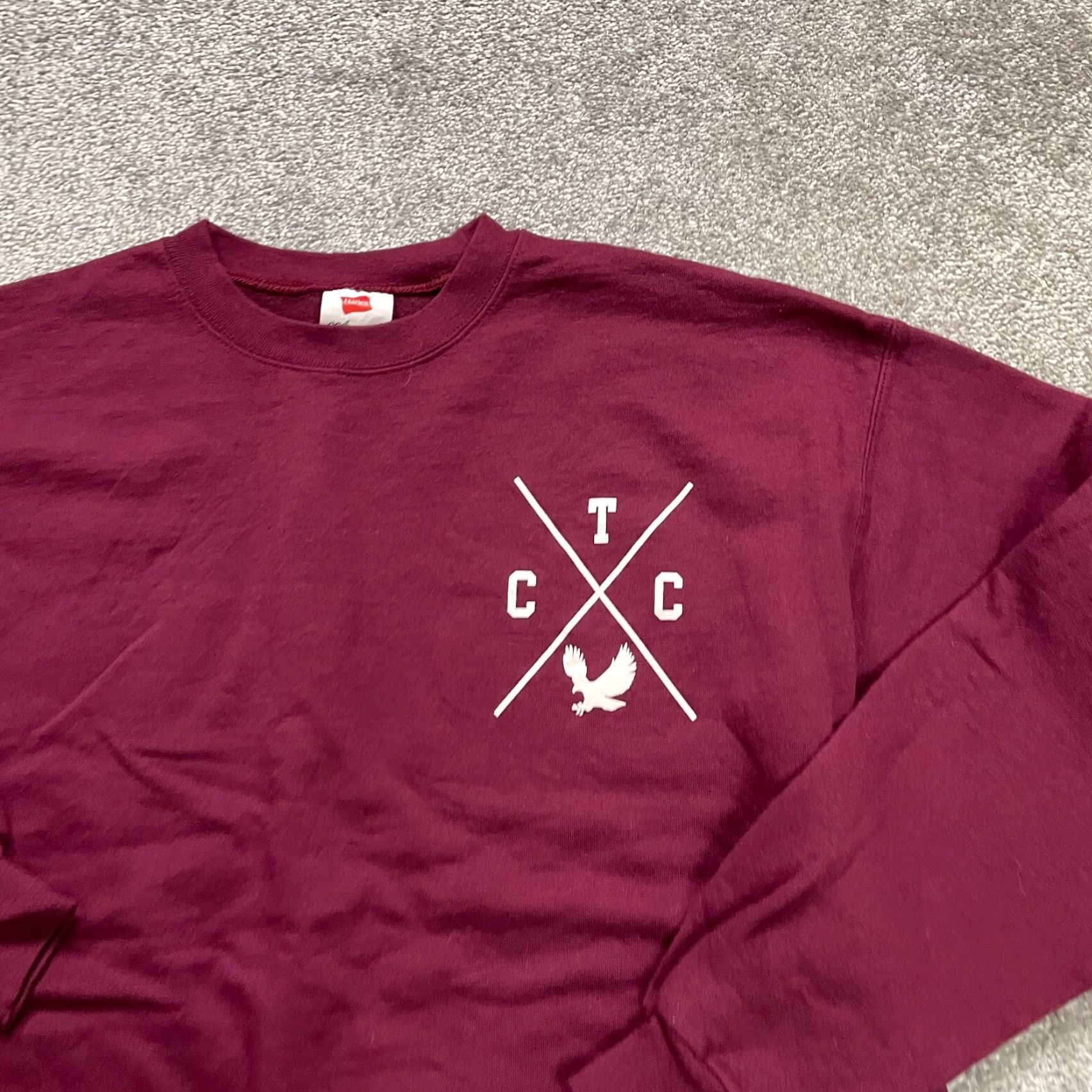 Hanes VINTAGE: No — Hanes Ecosmart Pullover Sweatshirt Mens Large Maroon Crew Neck Fleece Casual Hands Off Size US L / EU 52-54 / 3 - 3 Thumbnail