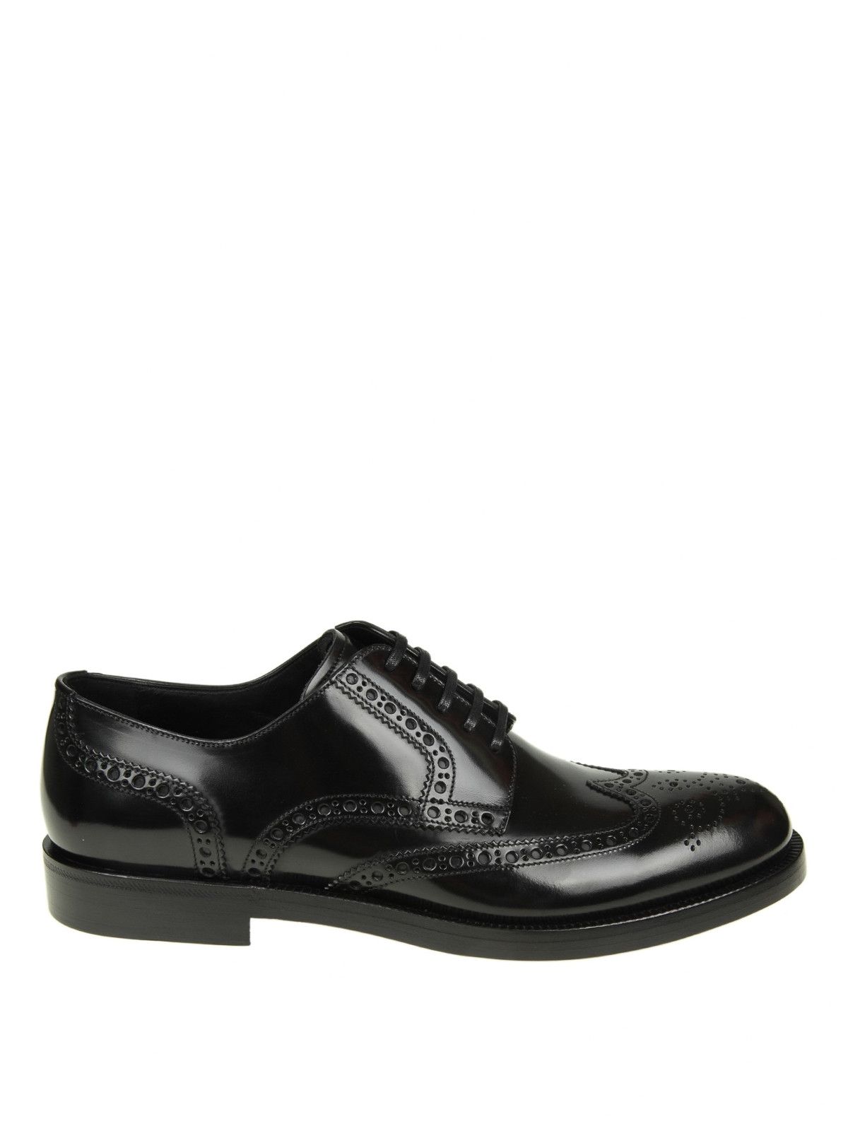 Dolce & Gabbana o1y0125 Leather Laced Shoes in Black Size US 8 / EU 41 - 1 Thumbnail