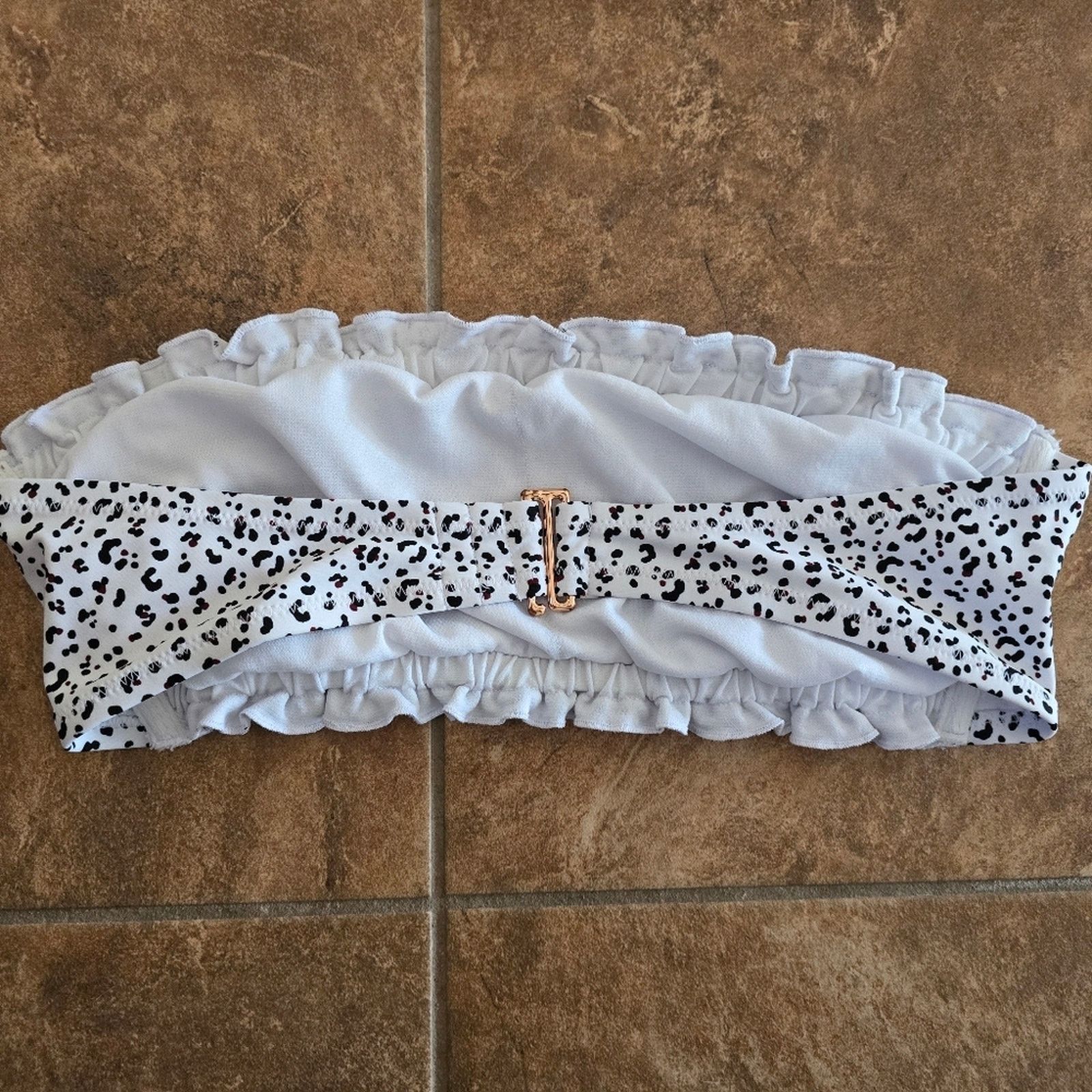Other White Animal Print Bandeau Bikini Top Size ONE SIZE - 2 Thumbnail