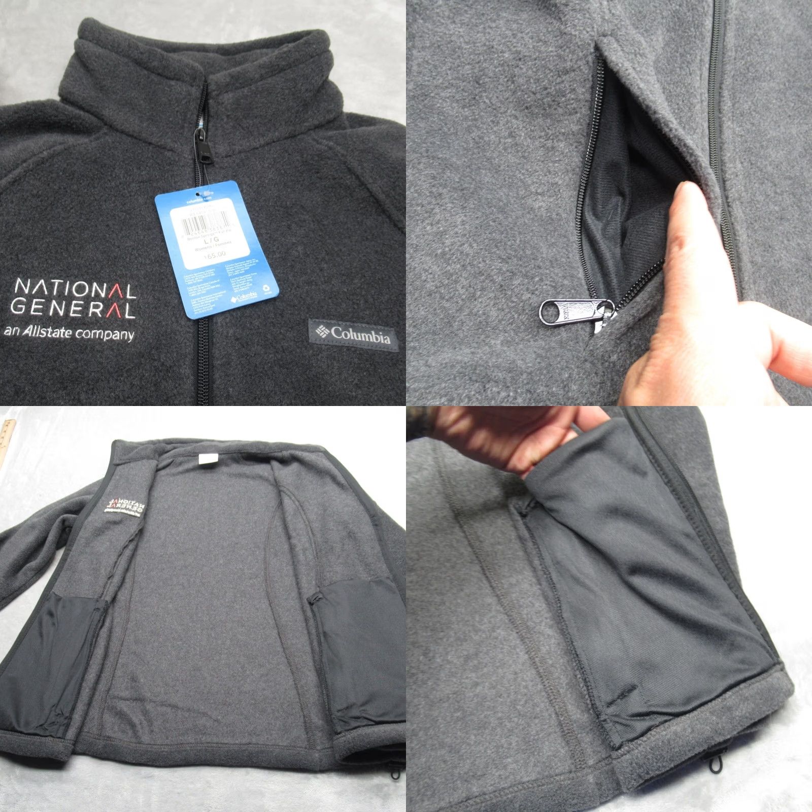Logo 7 Columbia Jacket Women Large Gray Benton Spring Fleece Full Zip Logo Employee NEW Size L / US 10 / IT 46 - 8 Thumbnail