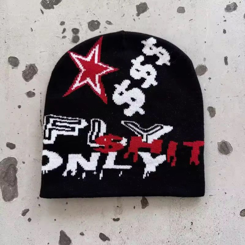 Japanese Brand Y2K Cyber Graphic Beanie | "FLY SHIT ONLY" Beanie Size ONE SIZE - 1 Thumbnail