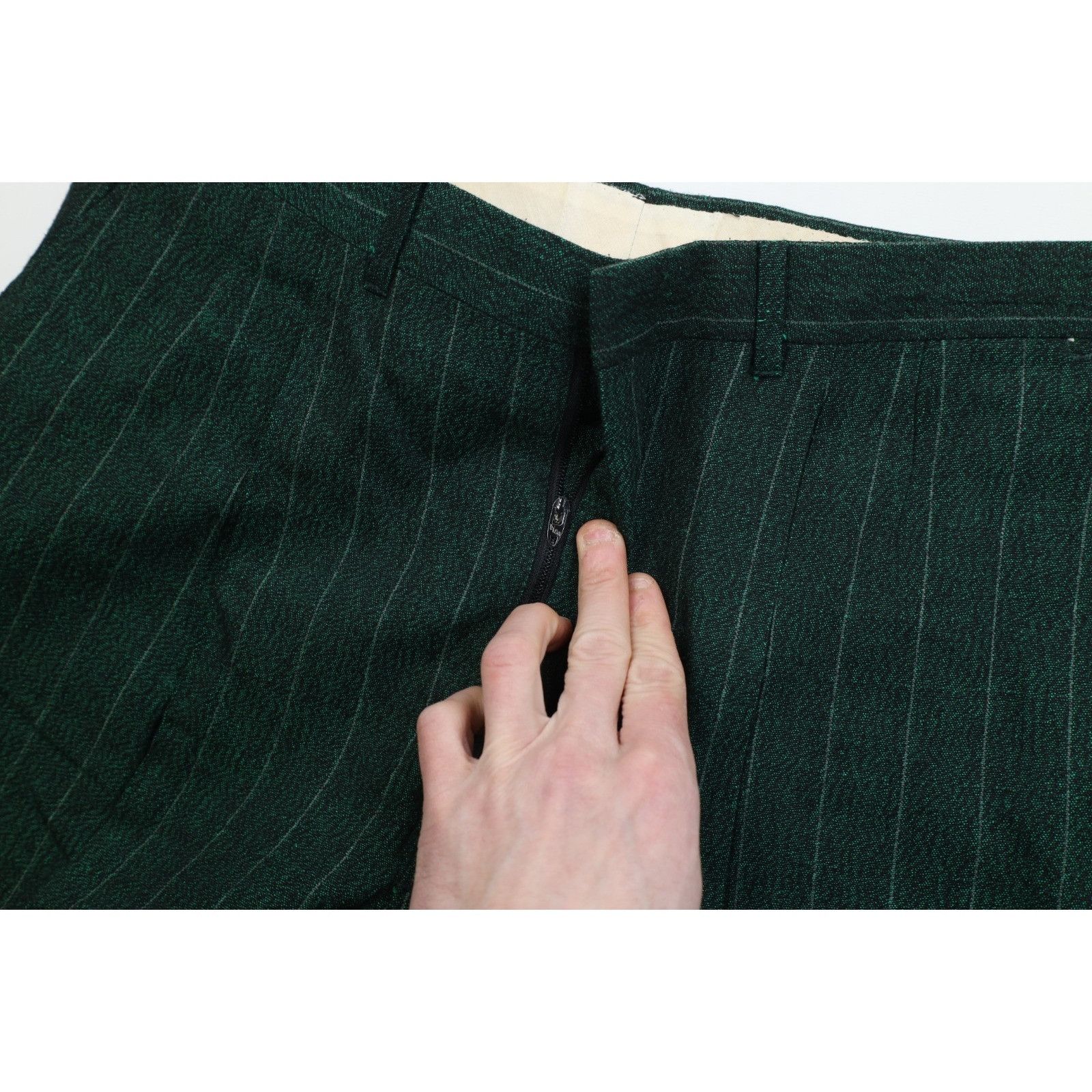 Vintage Vintage 70s 80s 2 Piece Wool Striped Double Breasted Suit Size 44L - 17 Thumbnail