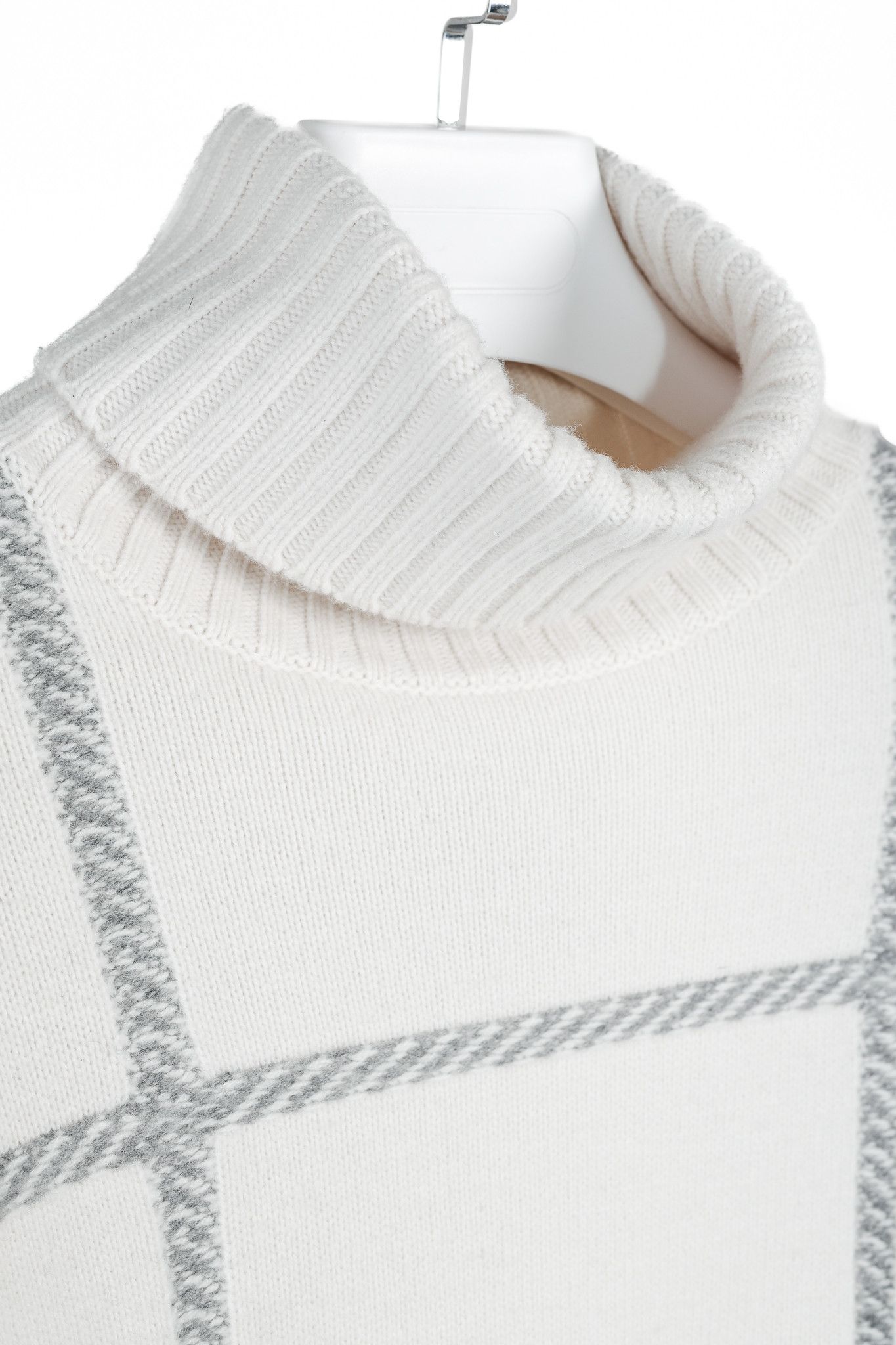 Joseph Joseph AW/22 Cream High Neck Check Knit Sweater Size S / US 4 / IT 40 - 8 Thumbnail