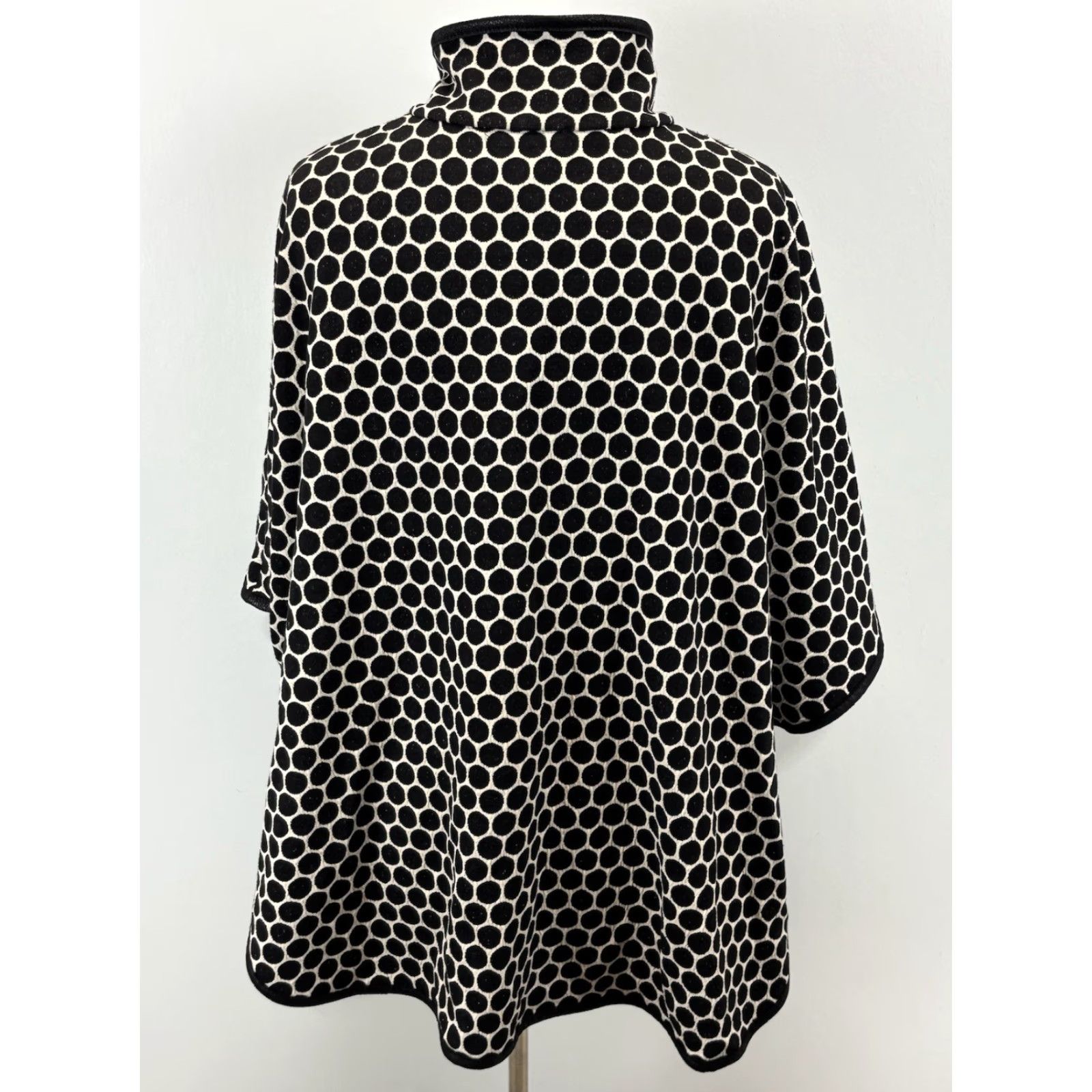 Joseph Ribkoff VINTAGE Joseph Ribkoff Couture Jacket Women’s 12 Poncho Black Polka Dots Full Zip Artsy Size XL / US 12-14 / IT 48-50 - 3 Thumbnail