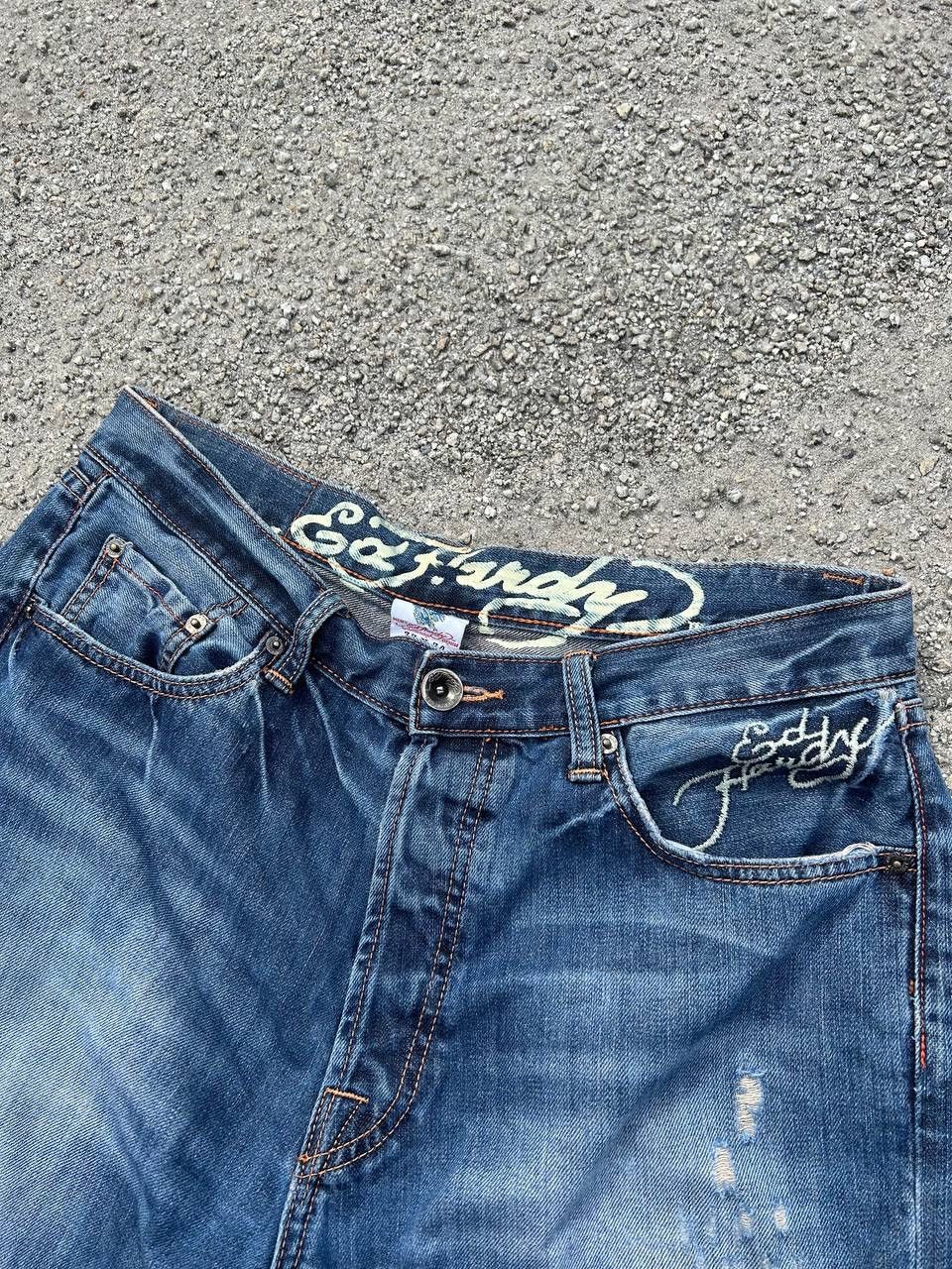 Christian Audigier × Ed Hardy × Vintage Ed hardy Embroidered Skull Denim Jeans Size US 34 / EU 50 - 6 Thumbnail