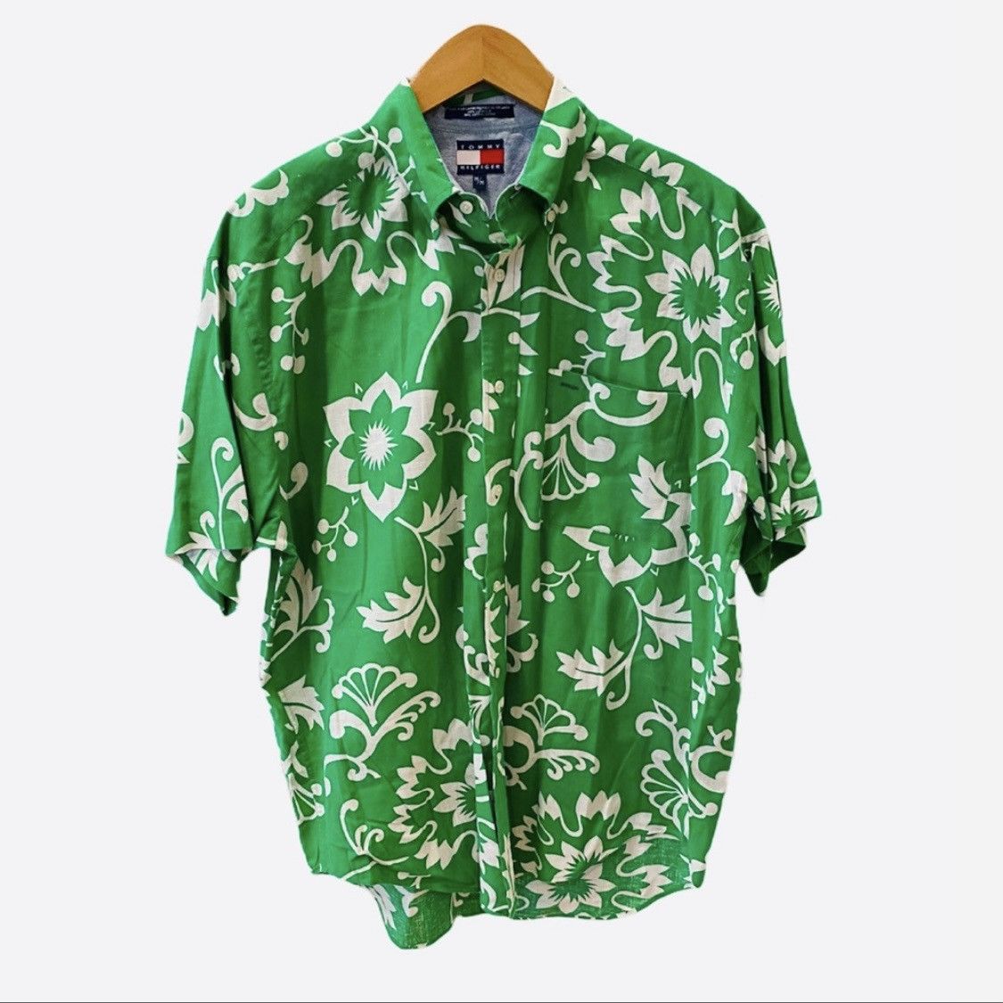 Tommy Hilfiger Tommy Hilfiger Green Hawaiian Linen Shirt M Size US M / EU 48-50 / 2 - 1 Thumbnail