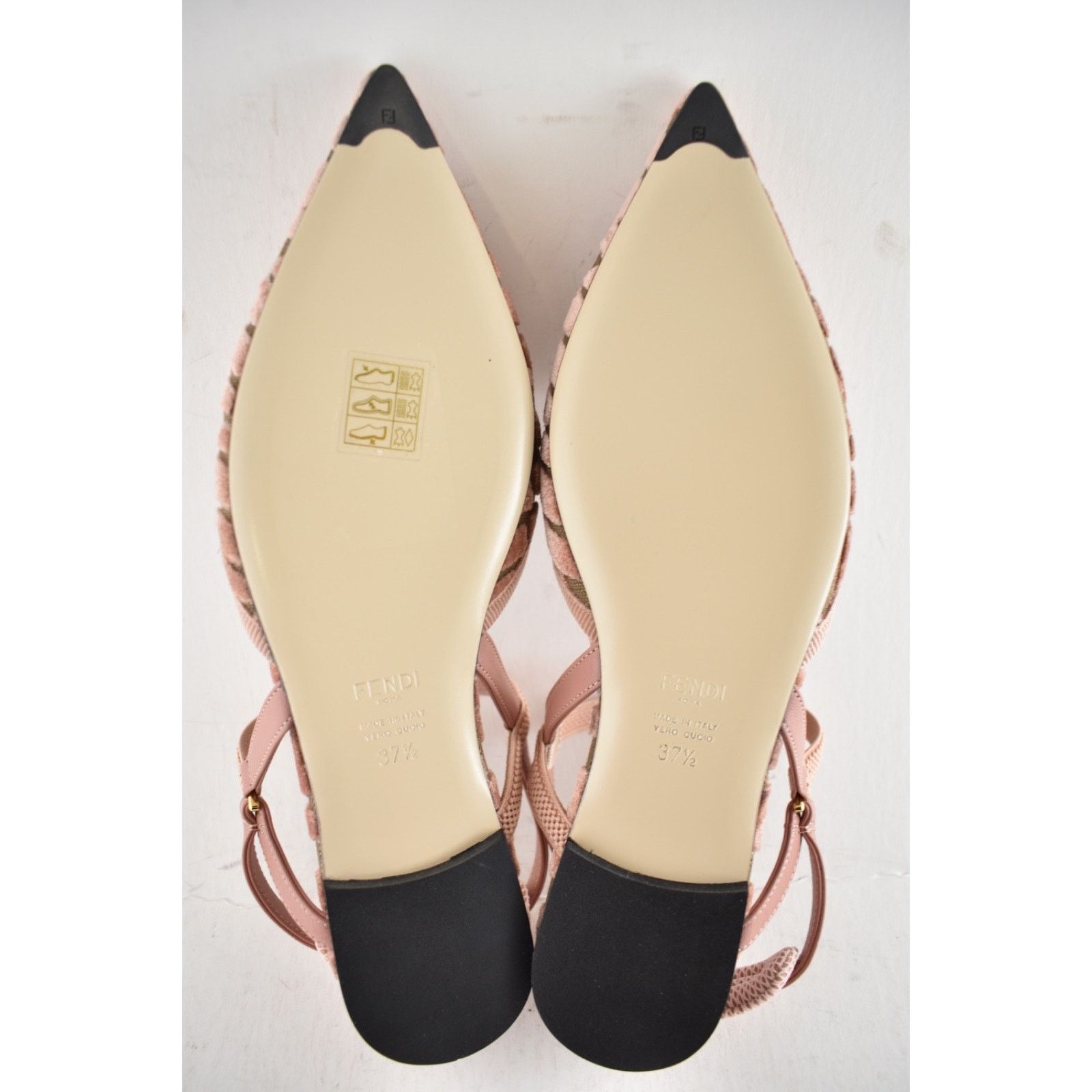 Fendi Fendi Colibri Lite Pink Beige Velvet FF Logo Flats 37.5 Size US 7.5 / IT 37.5 - 16 Thumbnail