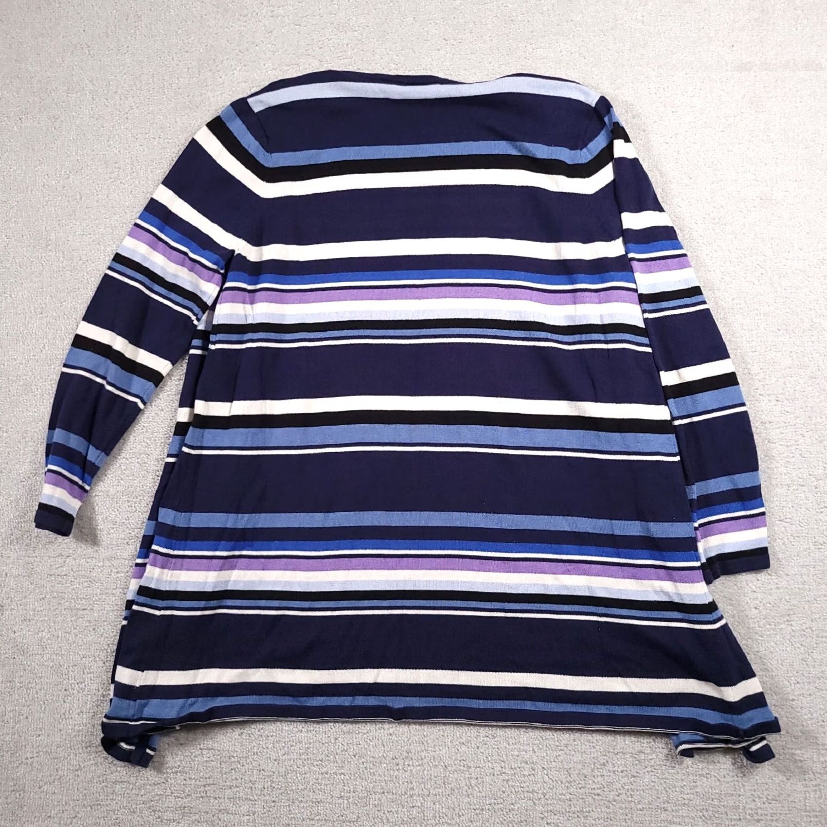 Blair Blair Cardigan Sweater Open Front Women Large Blue Stripe Long Sleeve Heavy Knit Regular Sleeve Size L / US 10 / IT 46 - 4 Thumbnail