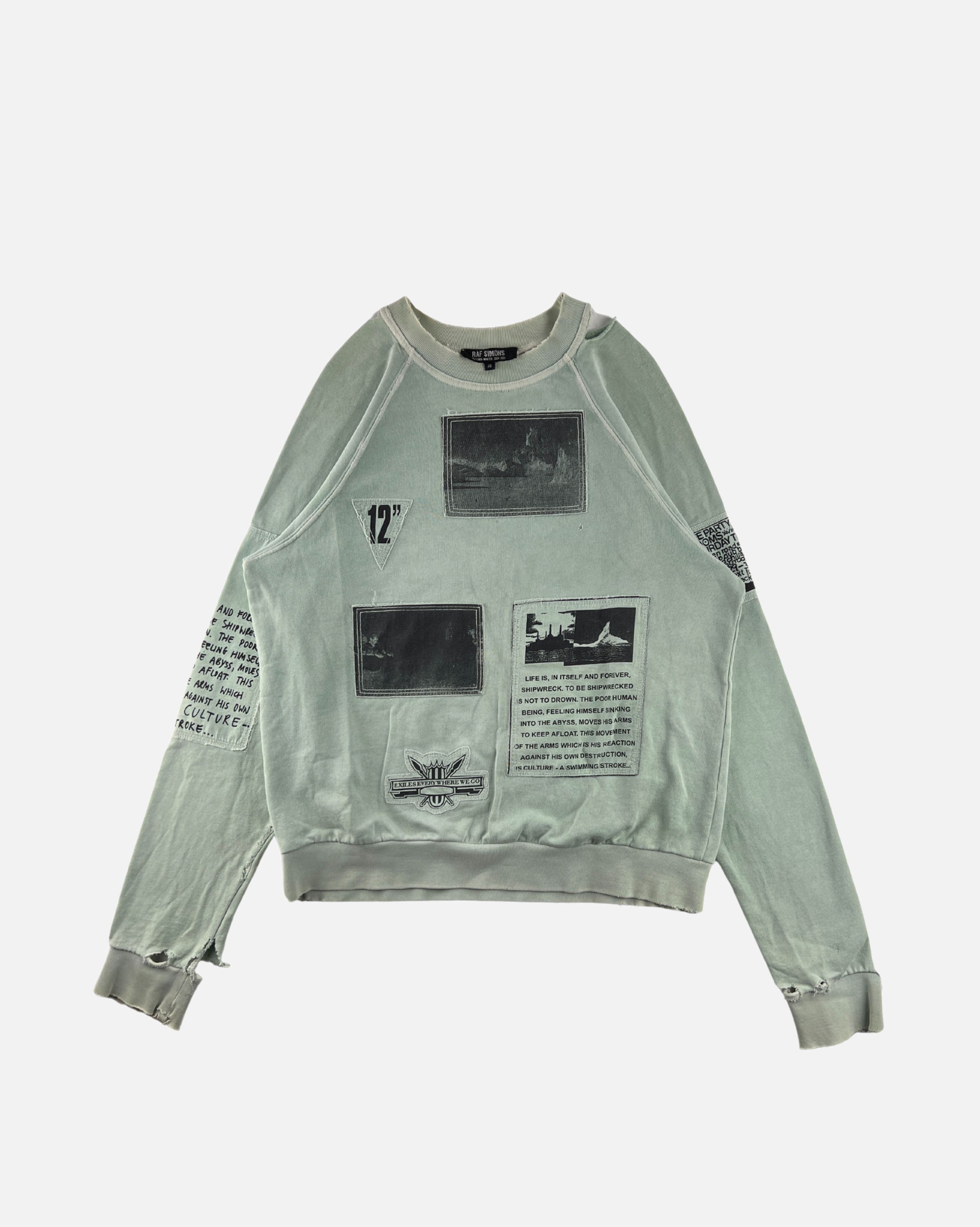 image of Raf Simons Aw04 Mint "waves" Patch Sweater, Men's (Size Small)