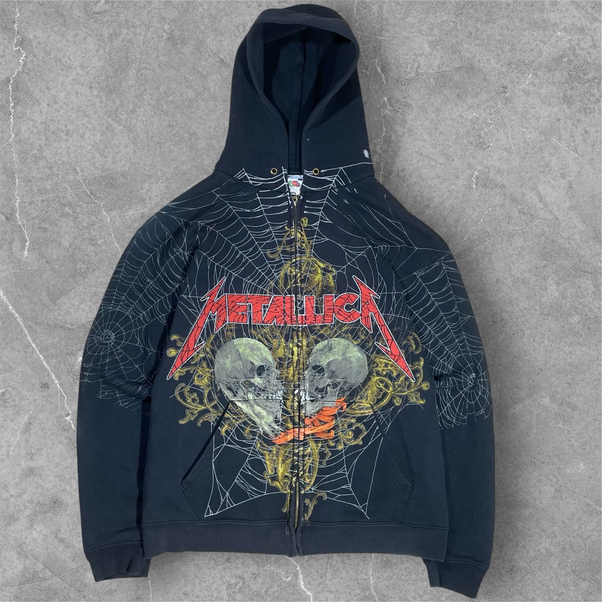 Metallica Vintage Metallica Print Spider Web Skulls Zip Hoodie Size US M / EU 48-50 / 2 - 1 Thumbnail