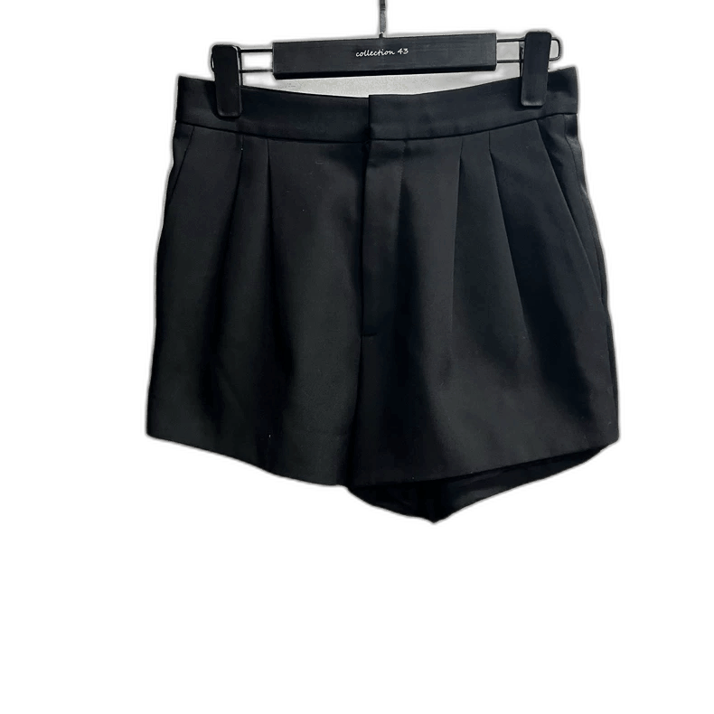 Saint Laurent Paris Black Casual Pleated High Waist Shorts-2507 Size 37" - 1 Thumbnail