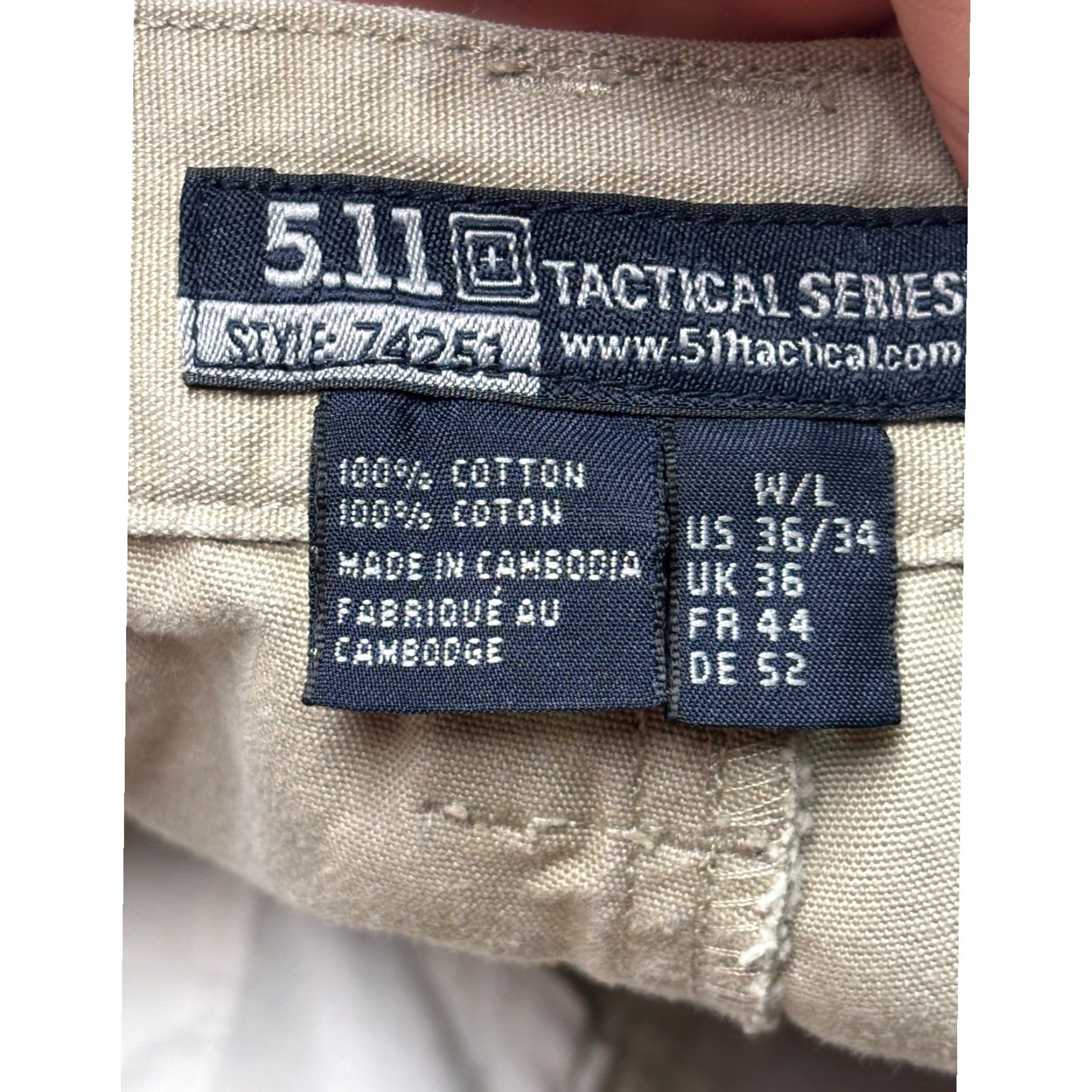 Vintage 5.11 Tactical Series Pants Mens 36x32 Khaki Cargo 100% Cotton Style 74251 Tan Beige Cargo Pocket Workwear Mil Spec Casual Mens Size US 36 / EU 52 - 6 Thumbnail