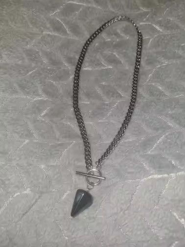Jewelry Obsidian Reiki Pendulum Cone Pendant Chain Necklaces Size ONE SIZE - 6 Thumbnail