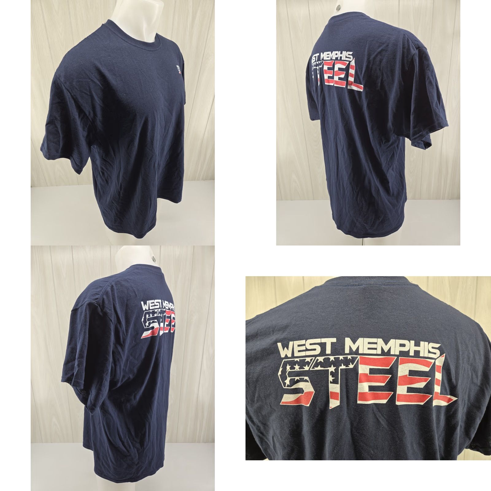 Gildan VINTAGE West Memphis Steel T Shirt XL Blue Gildan Men Short Sleeve Crew Neck Cotton Polyester T-Shirt Size US XL / EU 56 / 4 - 8 Thumbnail