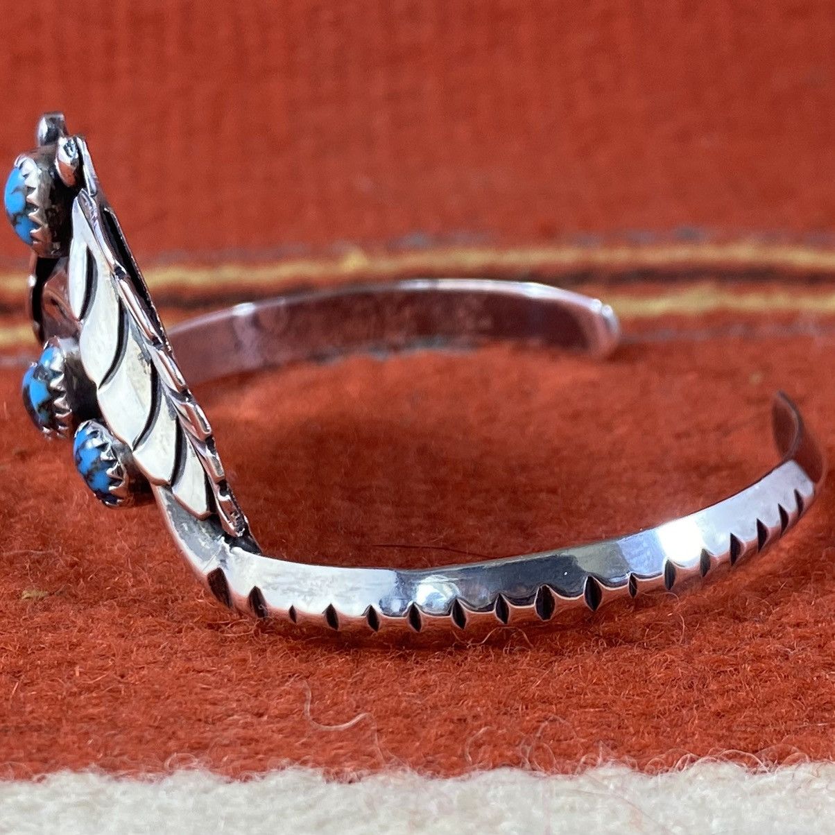 Kapital × Vintage Vtg Navajo Sterling Silver Turquoise Feather Cuff J Spencer Size ONE SIZE - 5 Thumbnail