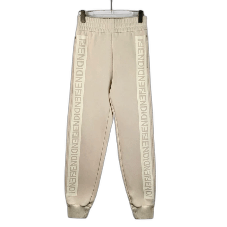 Fendi Fendi Beige Logo Cotton Jogger Pants Size 40" / US 18 - 1 Thumbnail