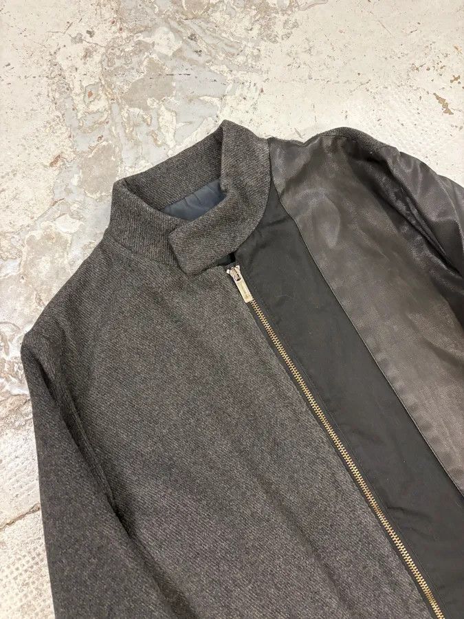 Dirk Bikkembergs 2000s Bikkembergs Dark Grey Hybrid Wool & Leather Coat Size US S / EU 44-46 / 1 - 5 Thumbnail
