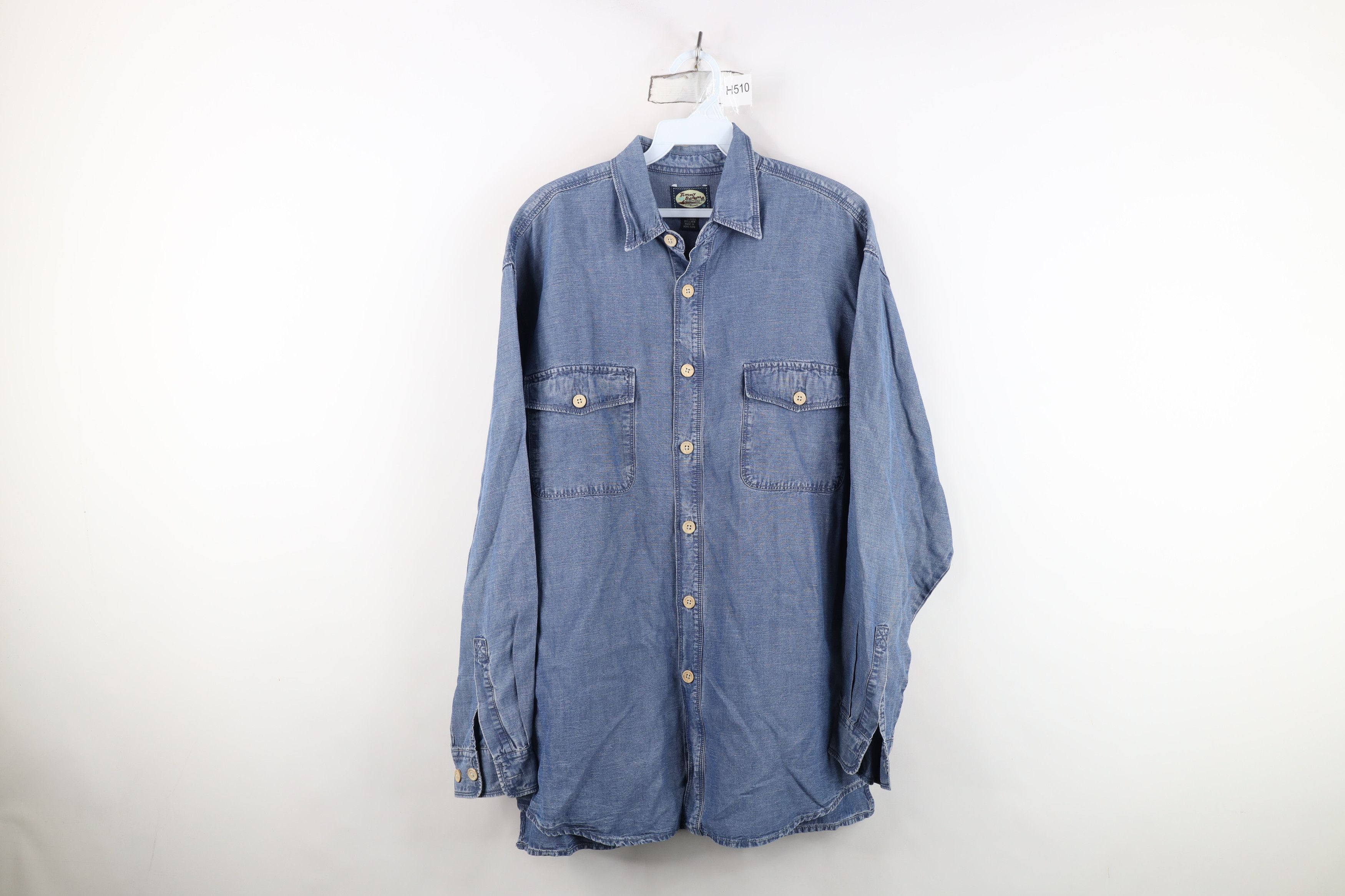 Vintage Tommy Bahama Linen Blend Denim Collared Button Shirt