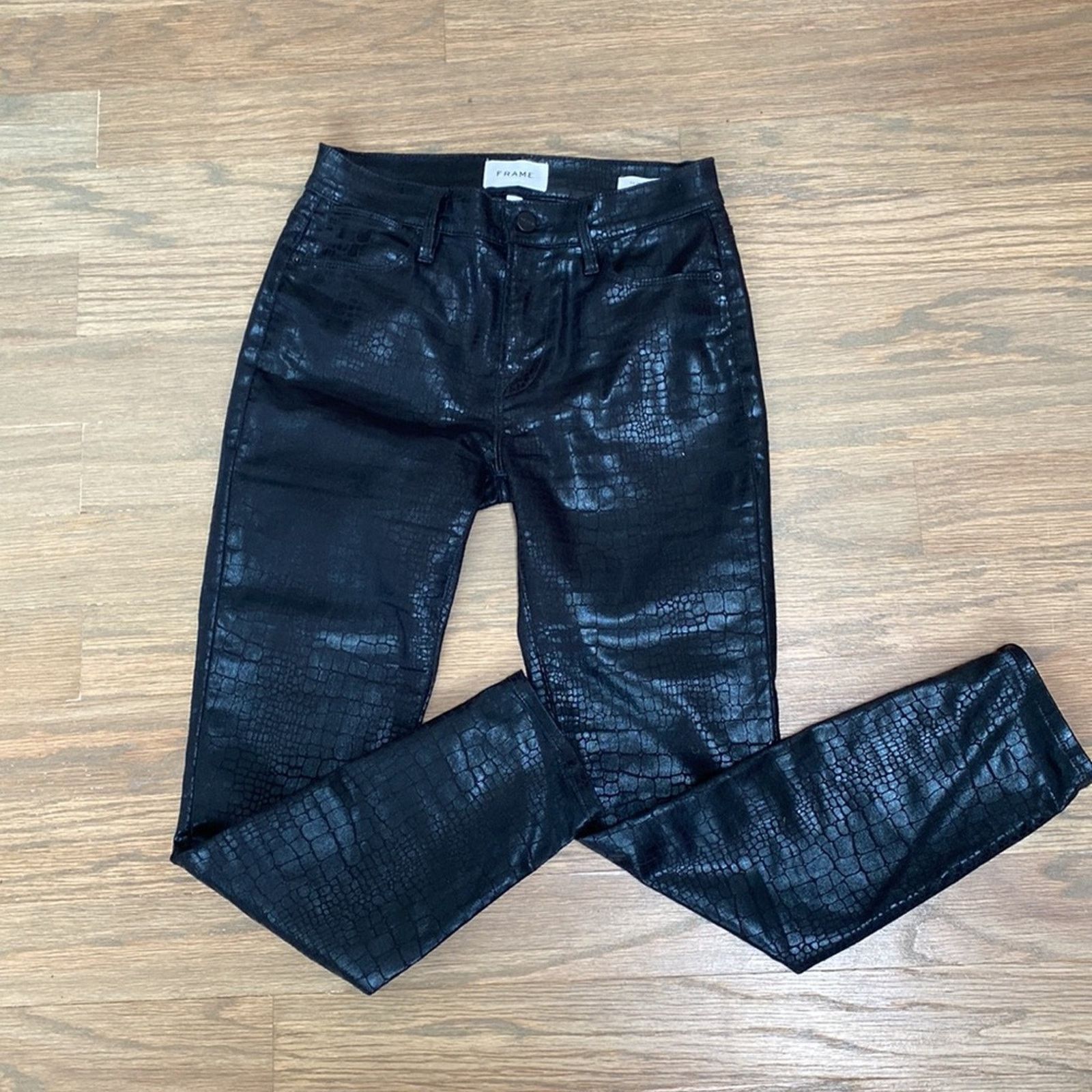 Frame FRAME Women's Le High Skinny Croc Jeans Size 25" / US 0 / IT 36 - 4 Thumbnail