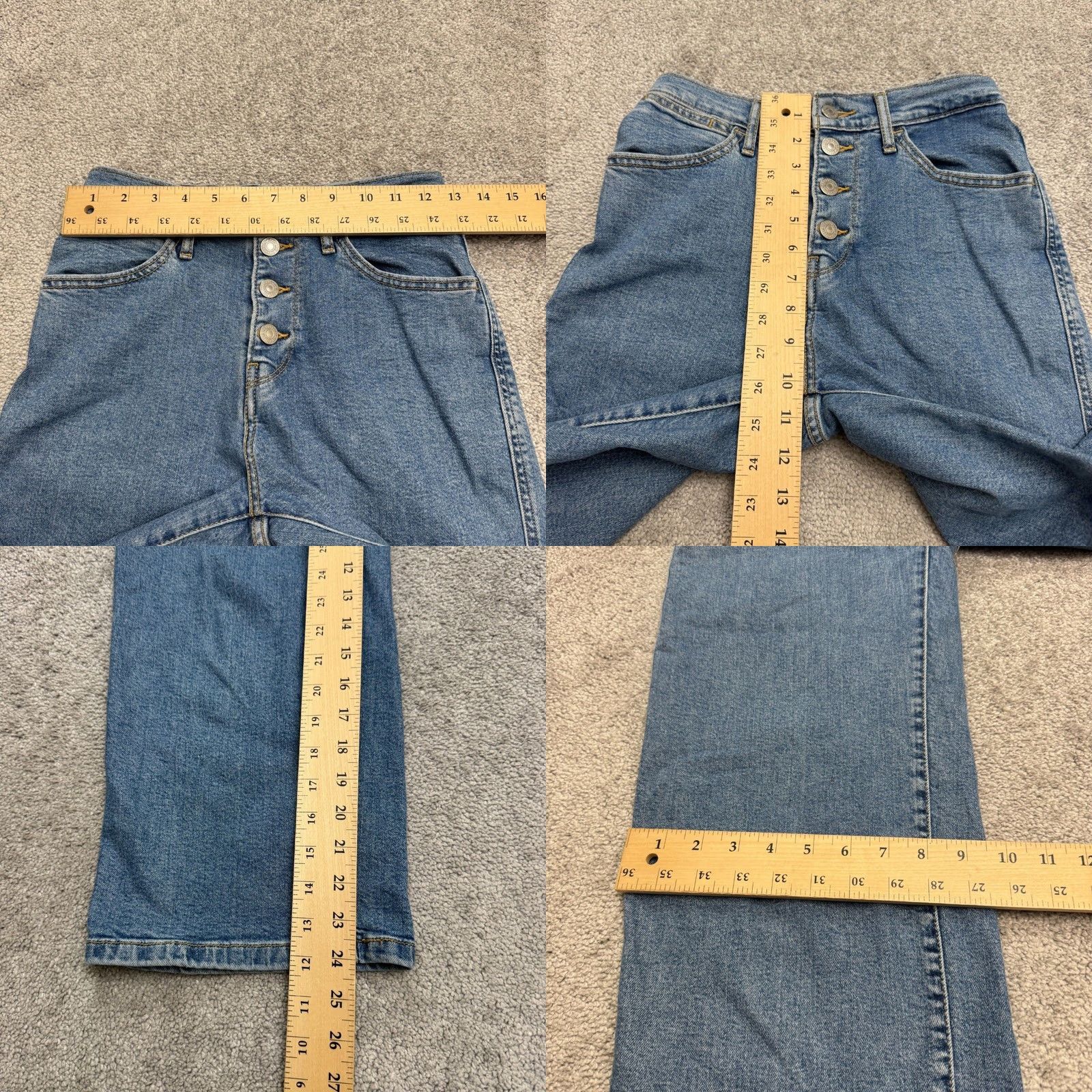 Levi's Levi's Mile High Cropped Wide Leg Denim Jeans Womens 24 Blue Button Fly Cotton Size 42" / US 20 - 8 Thumbnail