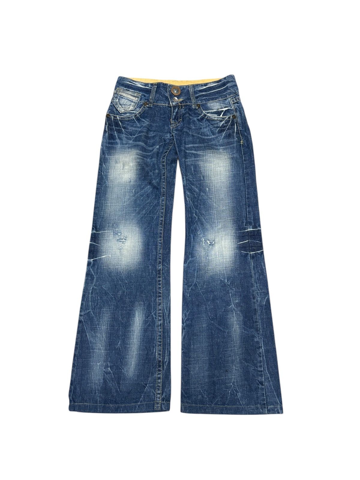 Japanese Brand Y2K Red Pepper Wide Flare Denim Jeans Size 30" / US 8 / IT 44 - 2 Thumbnail