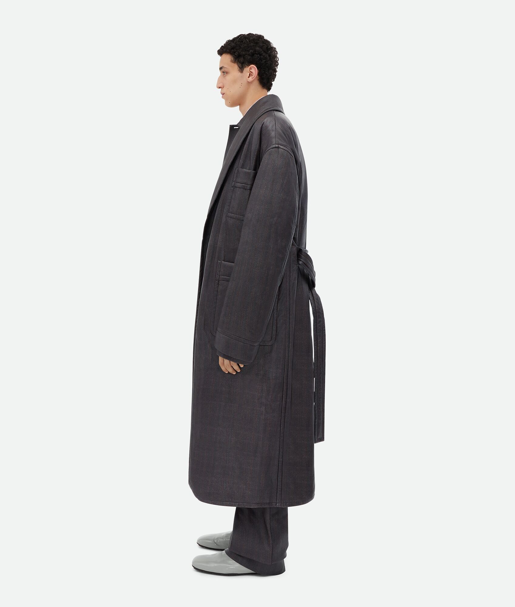 Bottega Veneta o1bcso1str0225 Printed Leather Chevron Coat in Black Size US M / EU 48-50 / 2 - 2 Thumbnail