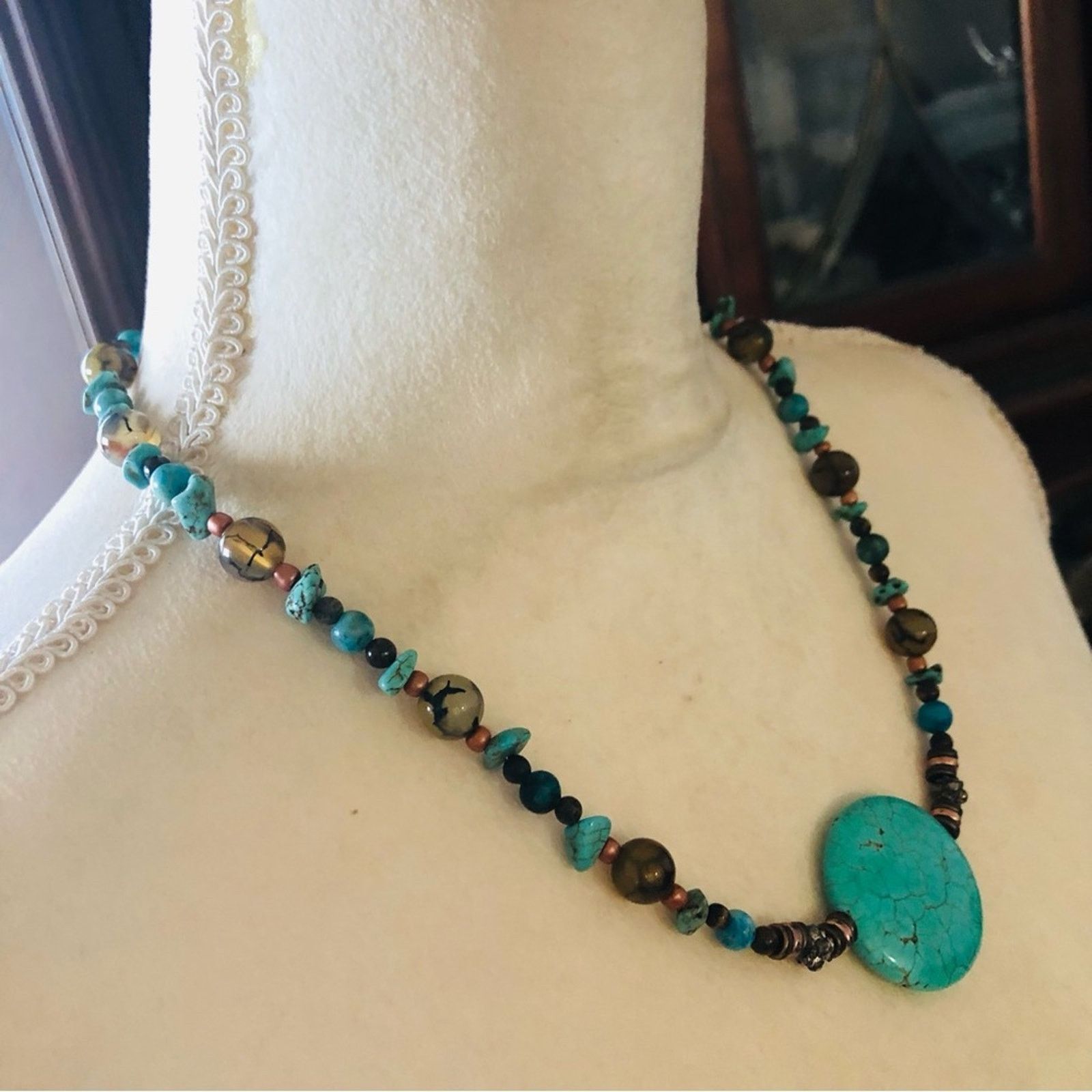 Handmade Handcrafted southwest style genuine stone necklace Size ONE SIZE - 3 Thumbnail