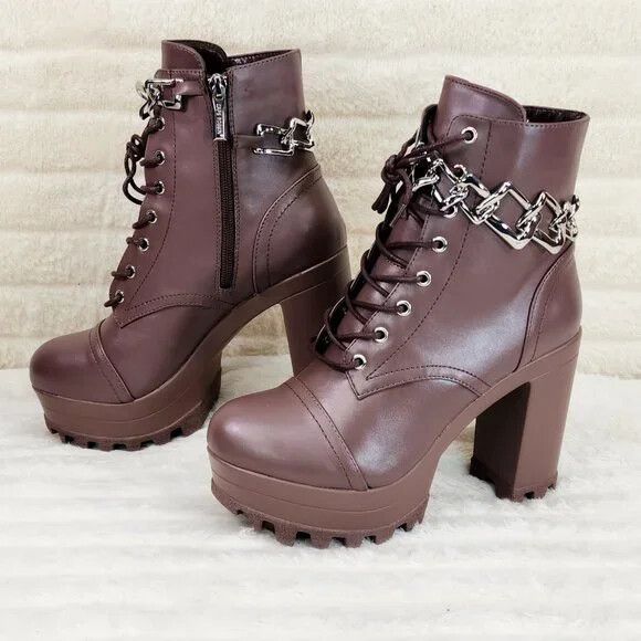 Other Flex Chunky Block Heel Light Weight Ankle Boots Square Chain Size US 9 / IT 39 - 1 Thumbnail