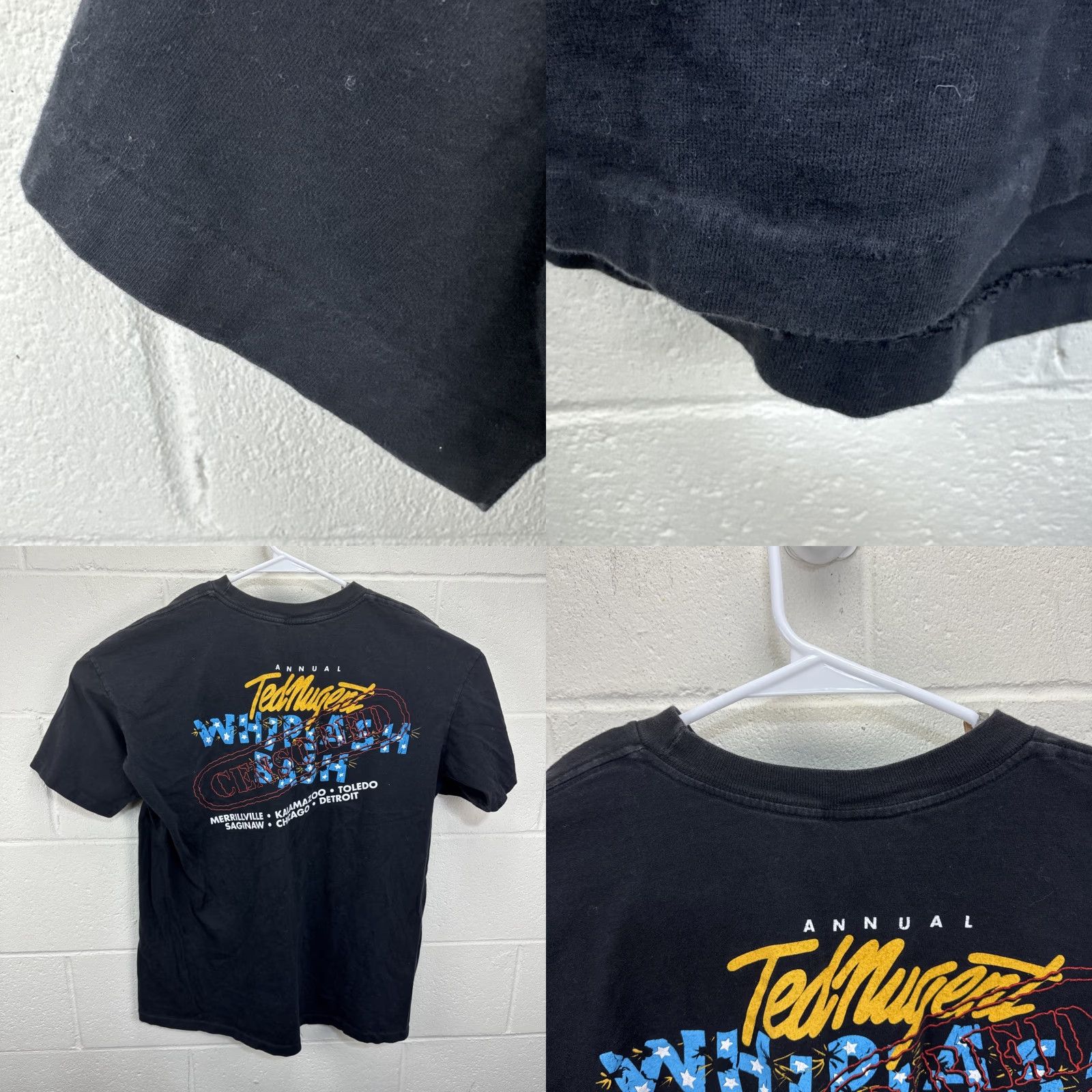 Vintage VINTAGE Winterland 90s Ted Nugent Whiplash Bash XL Black Censored T-Shirt Size US XL / EU 56 / 4 - 9 Thumbnail