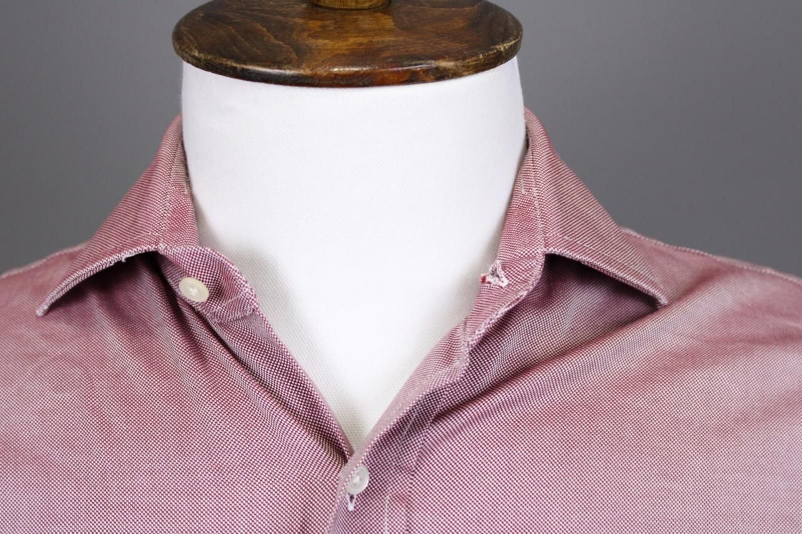 Emmett Emmett London Slim Fit Burgundy Down Shirt Size 38 / 15 Size US M / EU 48-50 / 2 - 7 Thumbnail