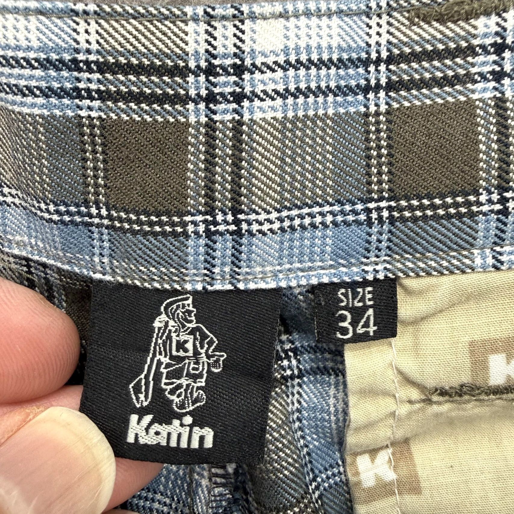 Katin Katin Shorts Mens 34 Blue Plaid Chino Polyester Rayon Casual Pockets Summer Size US 34 / EU 50 - 3 Thumbnail