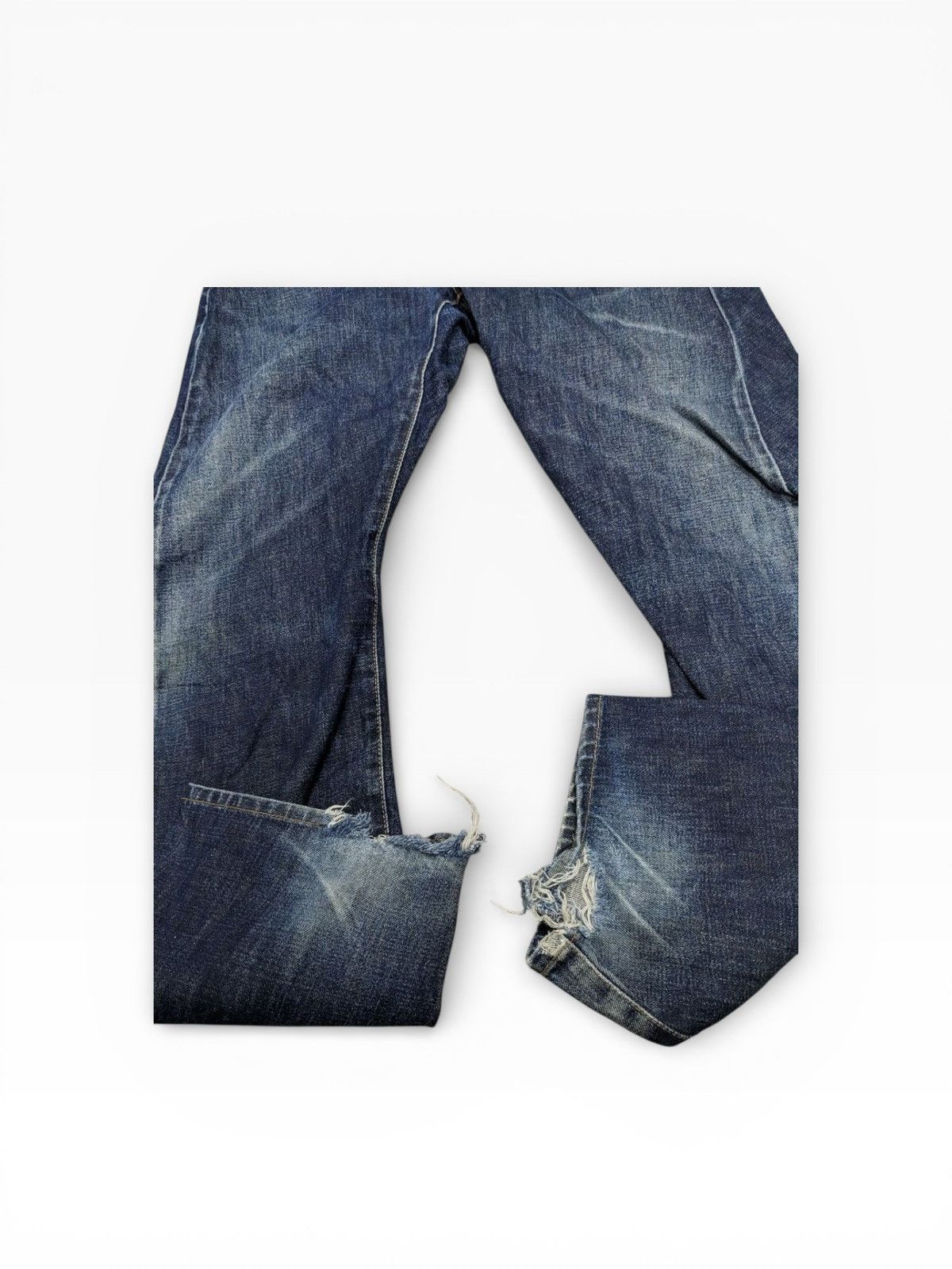 Edwin EDWIN BLUE DENIM INDIGO CURVED FADED DISTRESSED JEANS Size US 31 - 4 Thumbnail