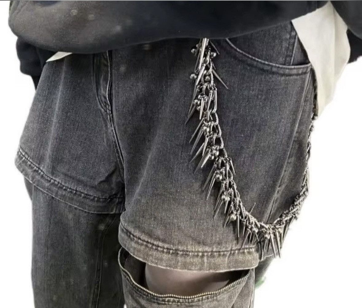 Vintage Black Gun Plated Rivet Metal Pants Chain Size ONE SIZE - 2 Thumbnail