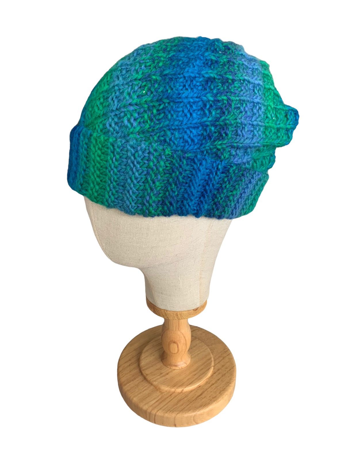 Handmade × Japanese Brand HIPPIES STYLE Multicolour Crochet Knit Long Beanie Hats Size ONE SIZE - 4 Thumbnail