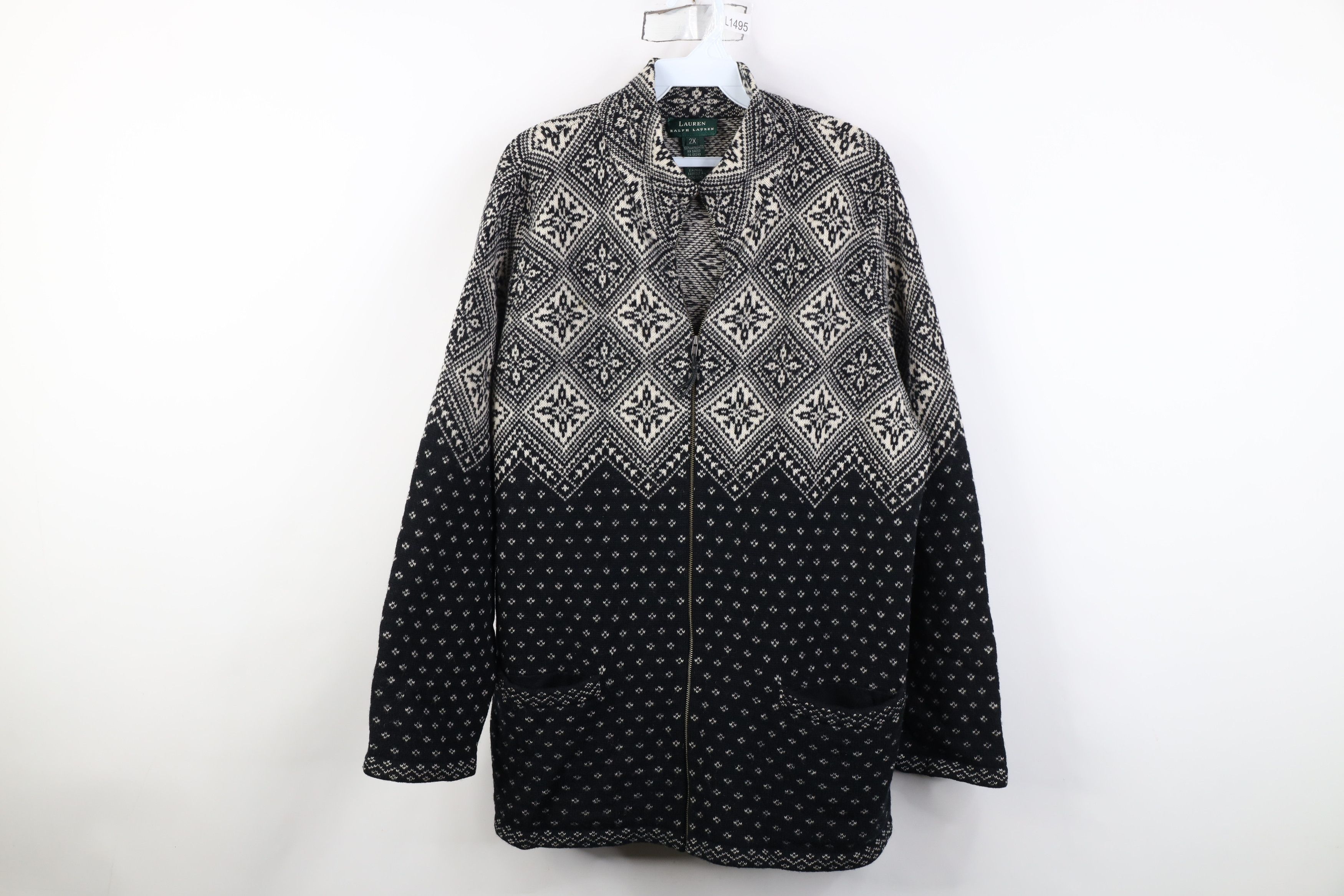 Ralph Lauren Vintage 90s Ralph Lauren Fair Isle Full Zip Cardigan Sweater Size XXL / US 16-18 / IT 52-54 - 1 Thumbnail